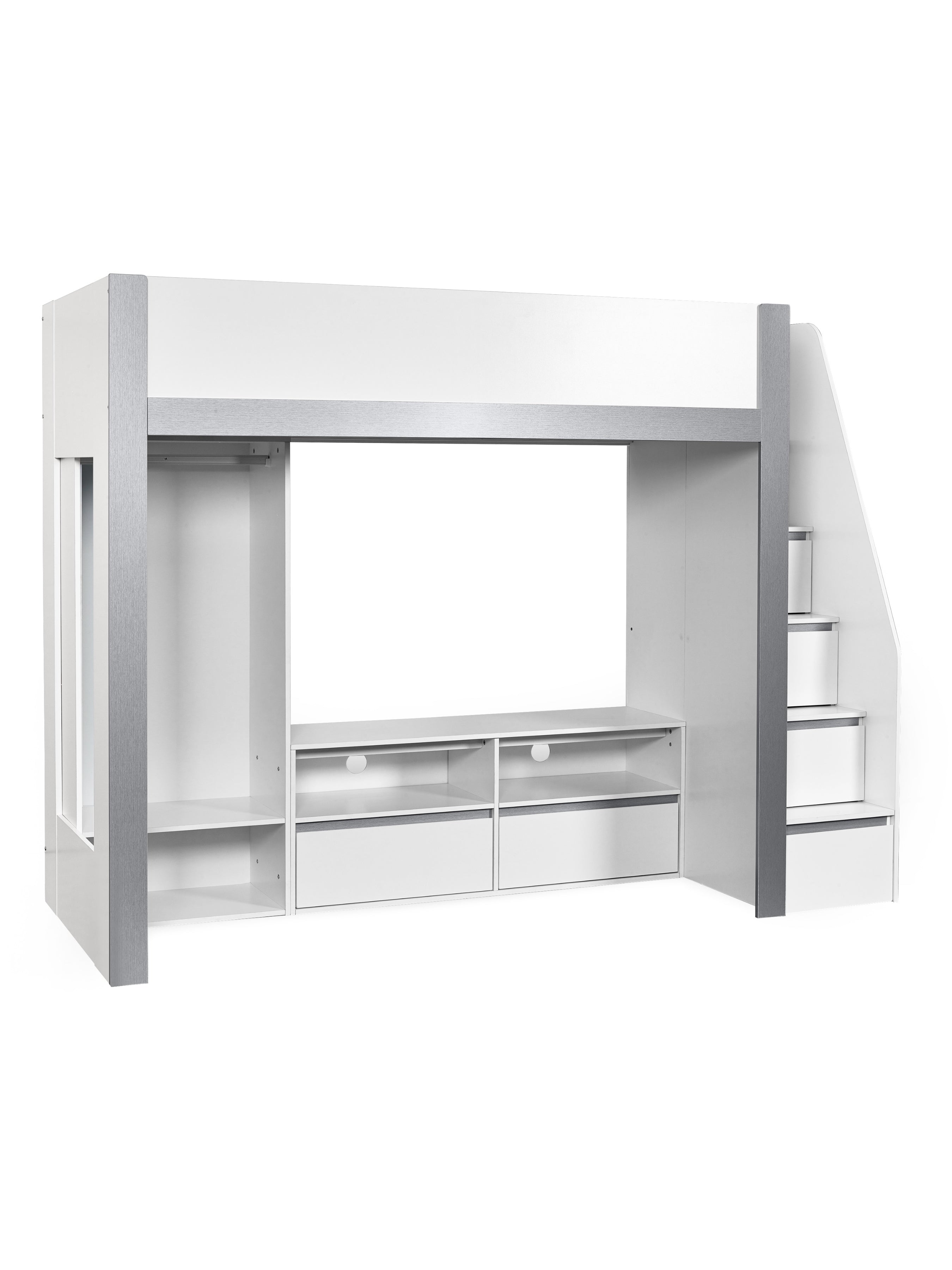Gaia Highsleeper TV Bed - White and Silver – Julian Bowen