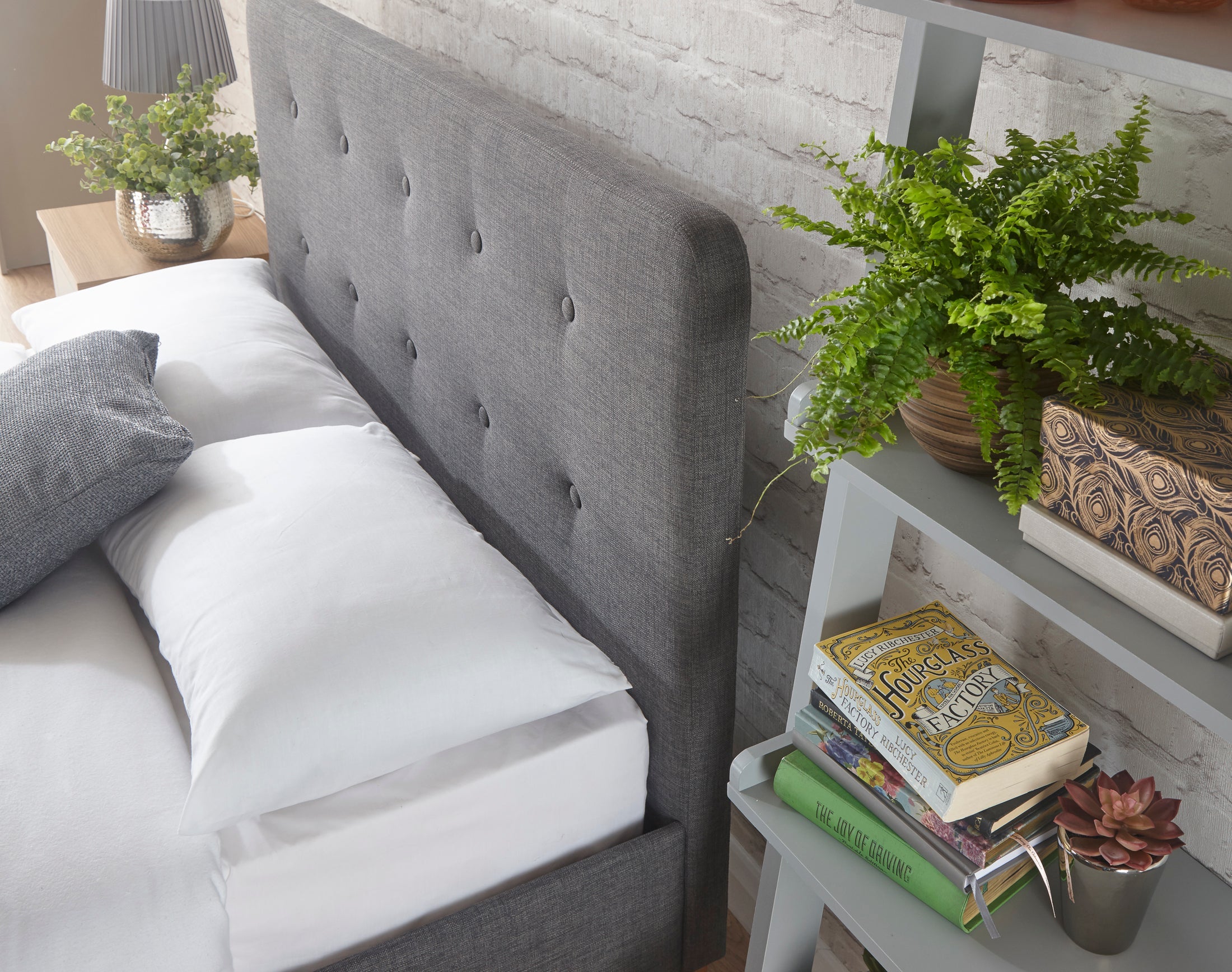 Ashbourne Fabric Upholstered Bed Grey – GFW, view 6