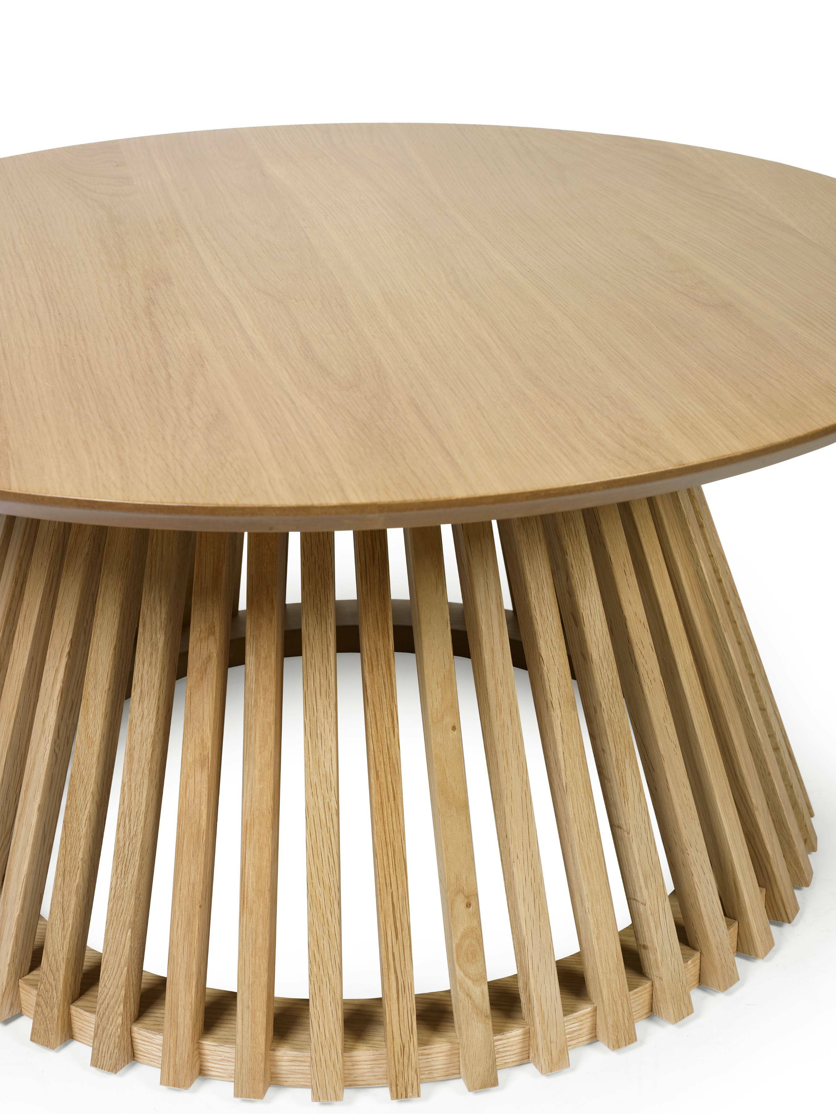 Ollie Natural Oak 80cm Round Coffee Table – Julian Bowen, view 4