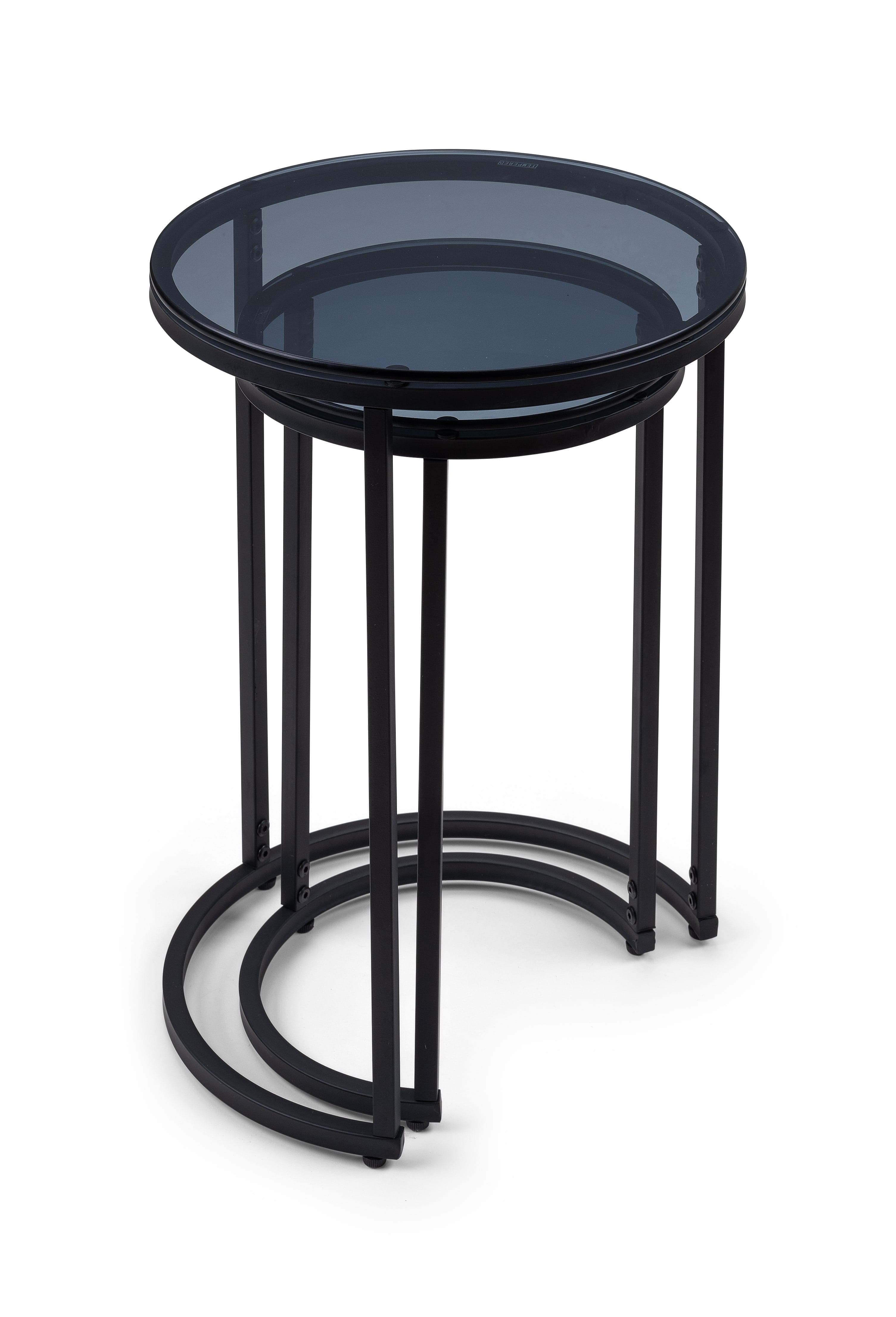 Chicago Round Nesting Side Tables Smoked Glass – Julian Bowen, view 2