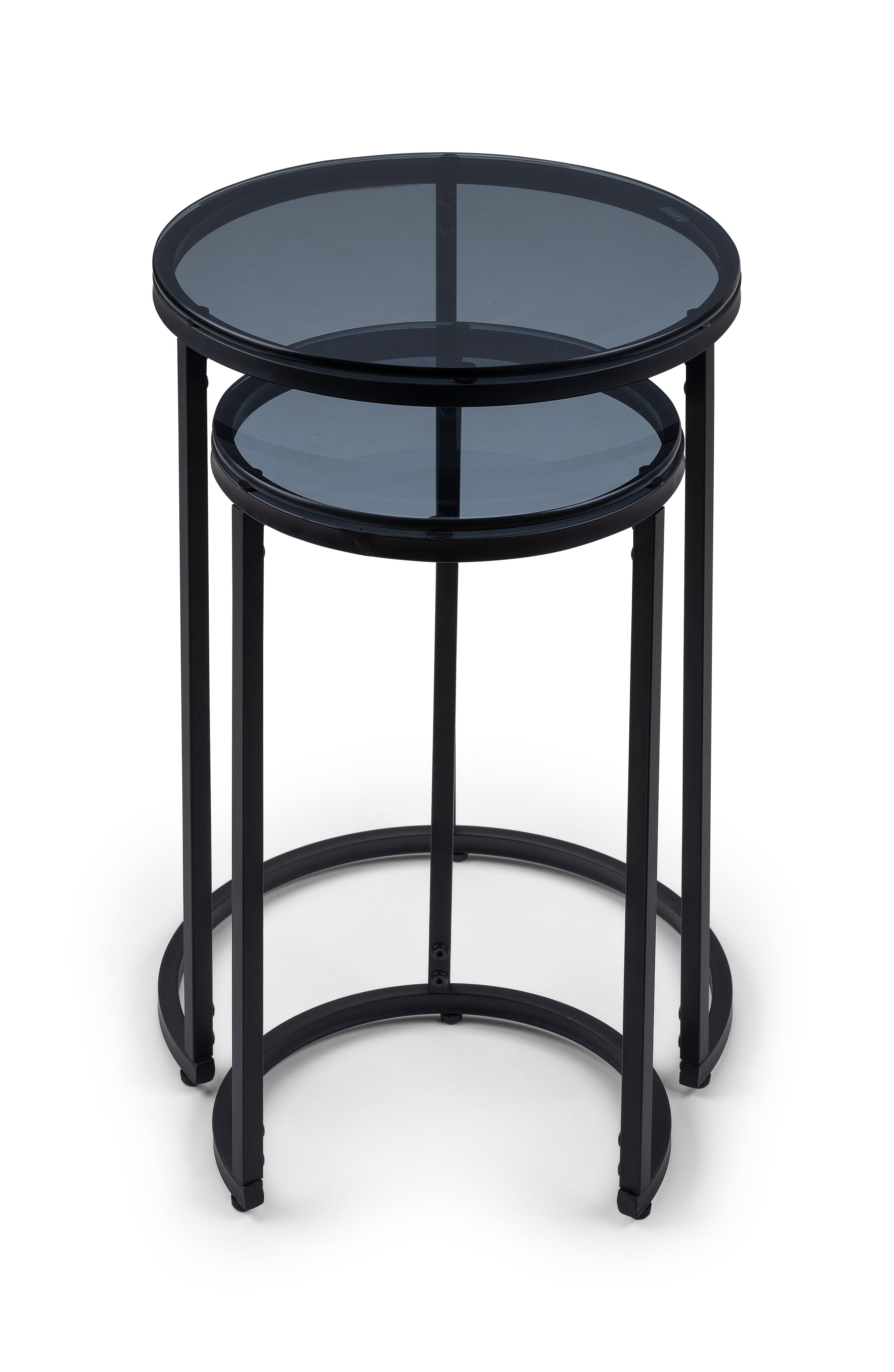 Chicago Round Nesting Side Tables Smoked Glass – Julian Bowen, view 4