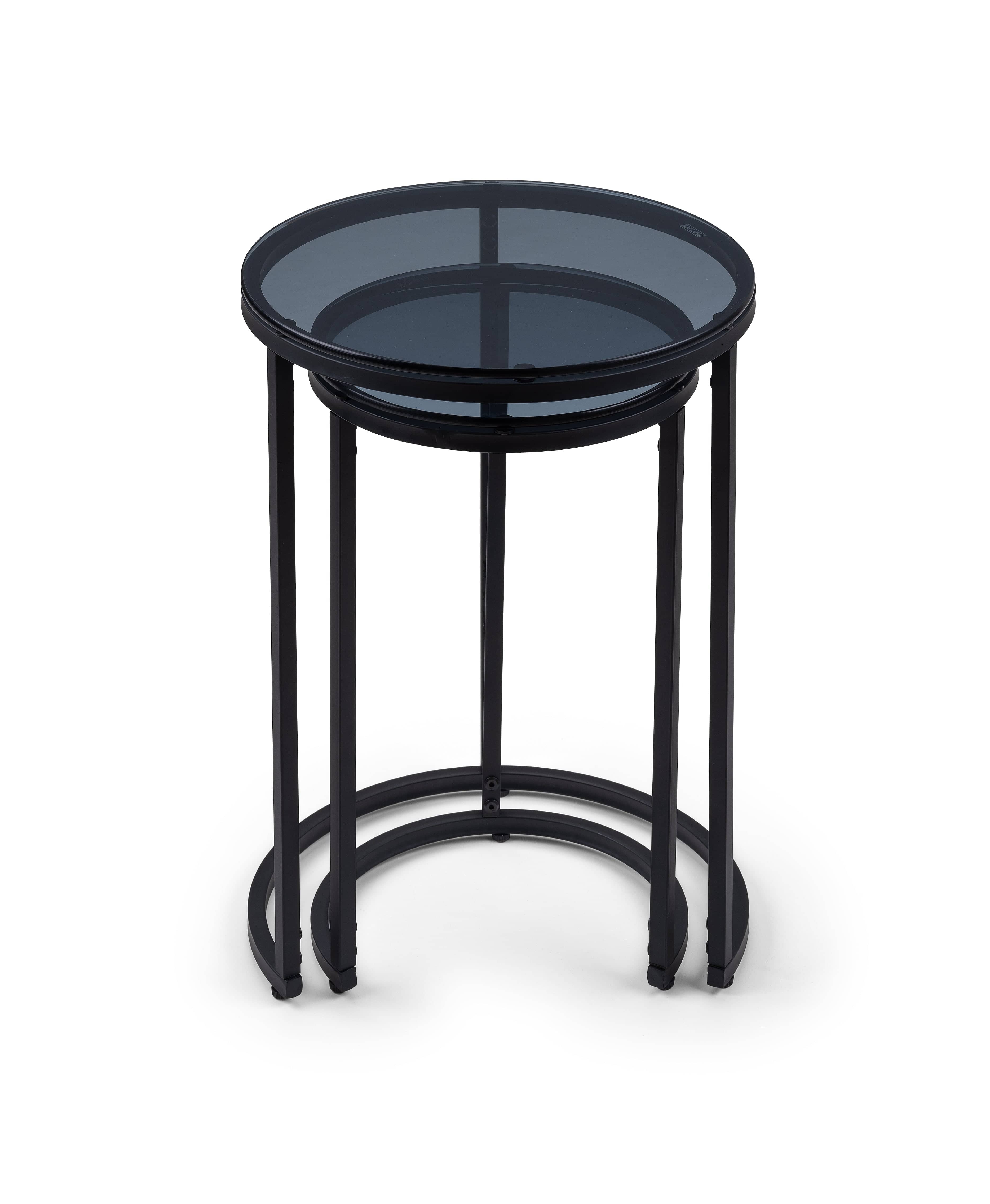 Chicago Round Nesting Side Tables Smoked Glass – Julian Bowen, view 3