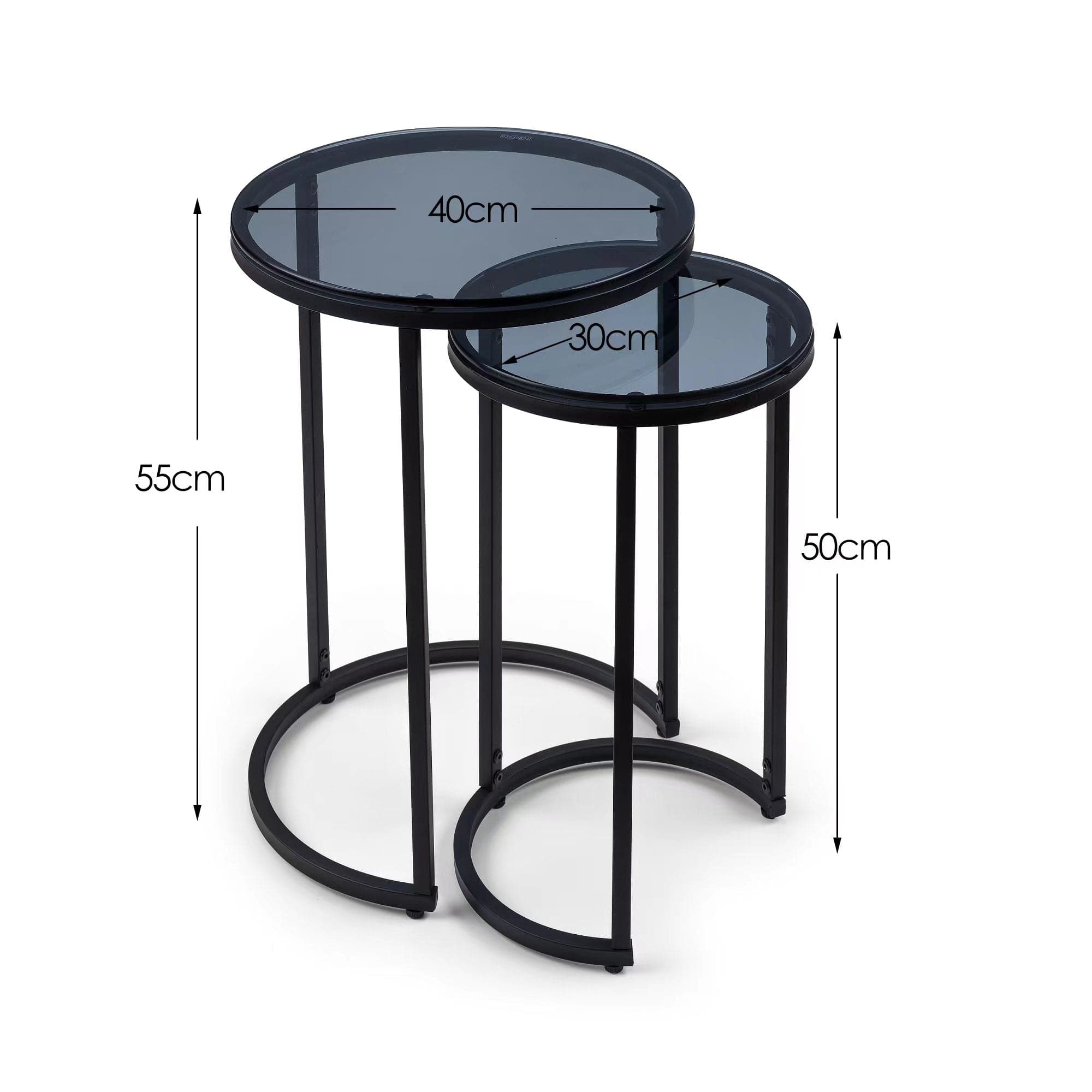 Chicago Round Nesting Side Tables Smoked Glass – Julian Bowen, view 5
