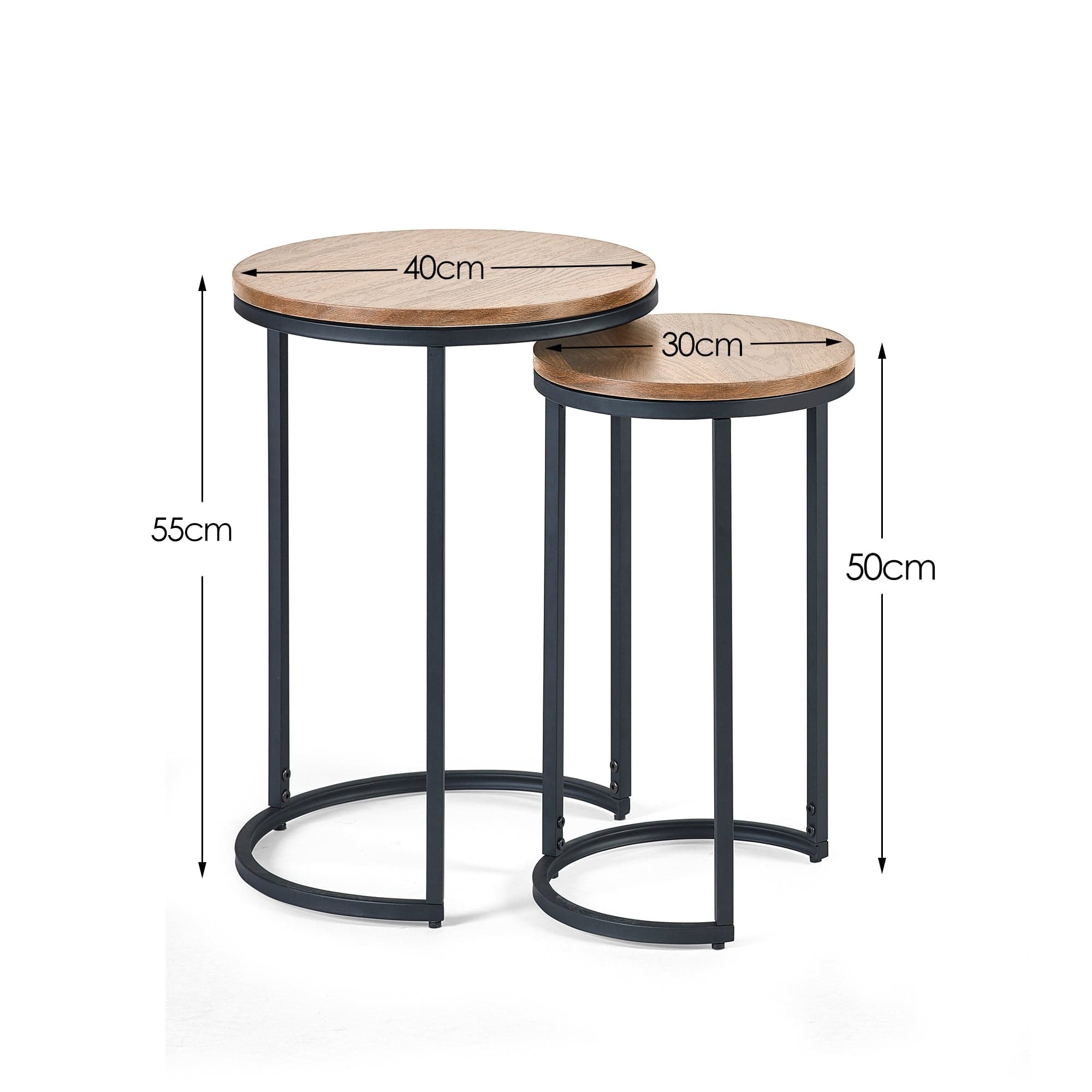Tribeca Round Nesting Side Tables Sonoma Oak – Julian Bowen, view 2