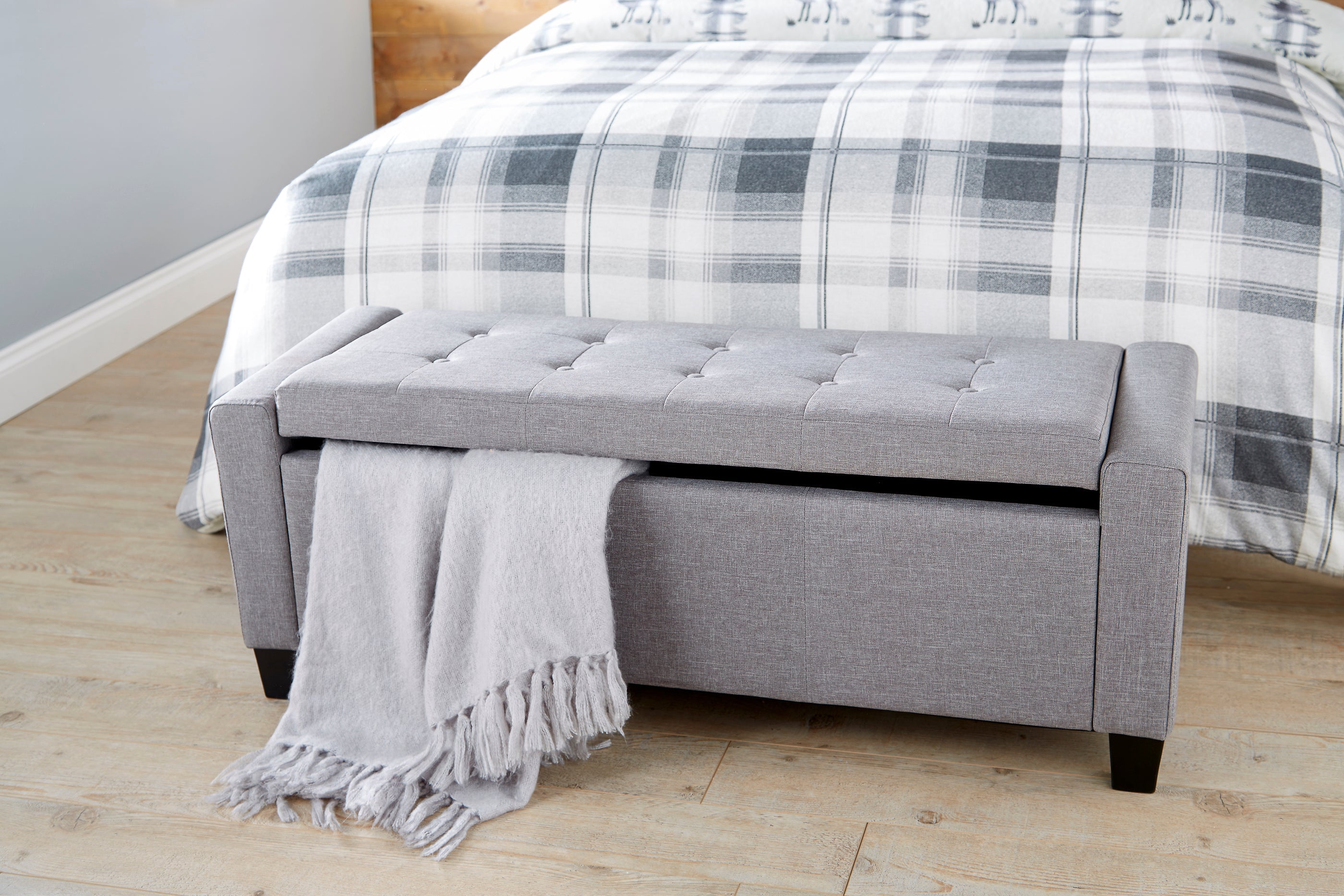 Verona Ottoman Bench Grey Fabric – GFW, view 6