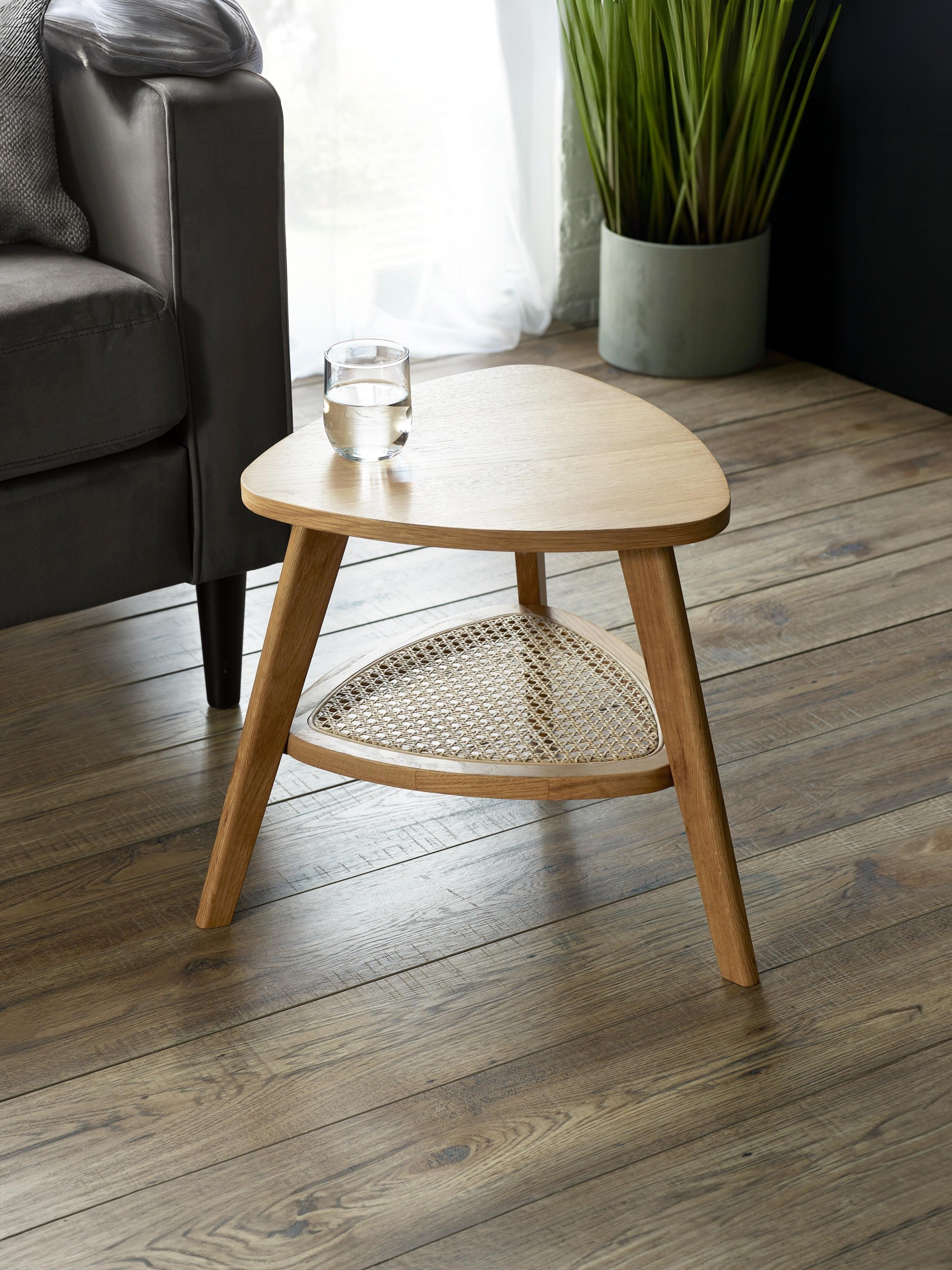 Vera Oak Triangular Side Table with Shelf – Julian Bowen, view 2