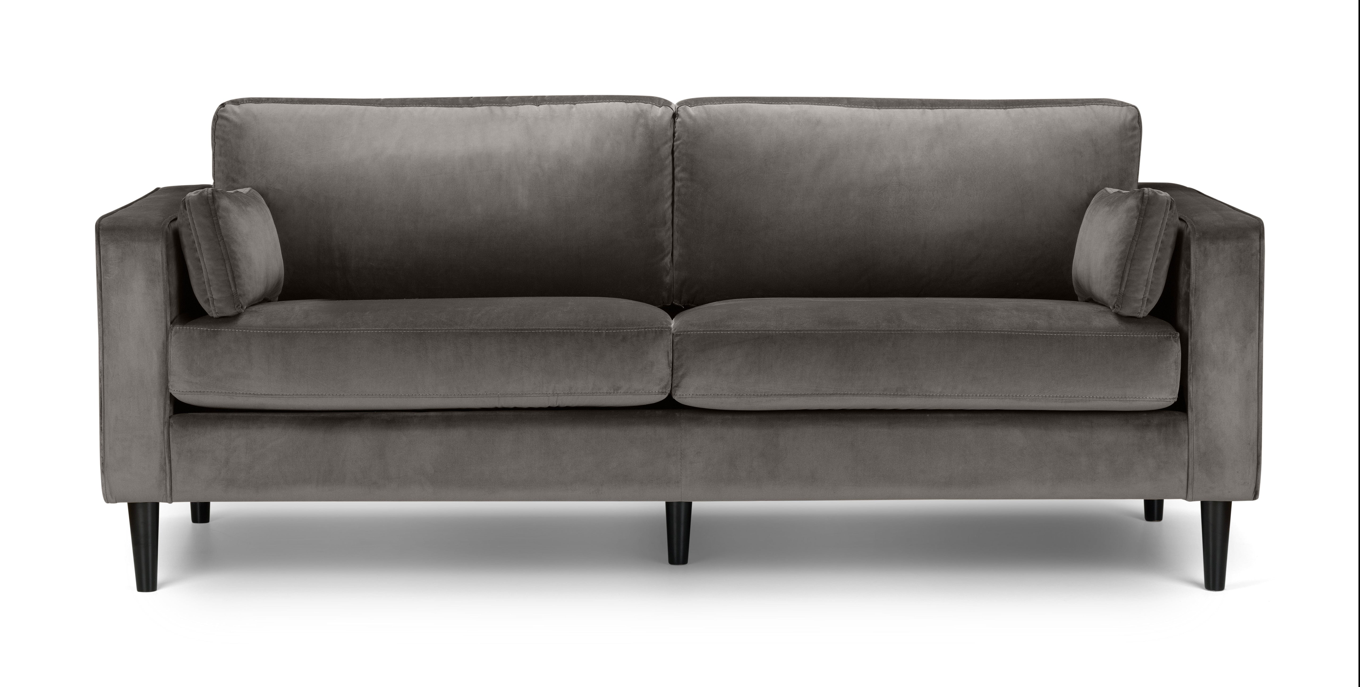 Hayward Velvet Grand 3 Seater Sofa - Grey – Julian Bowen, view 3