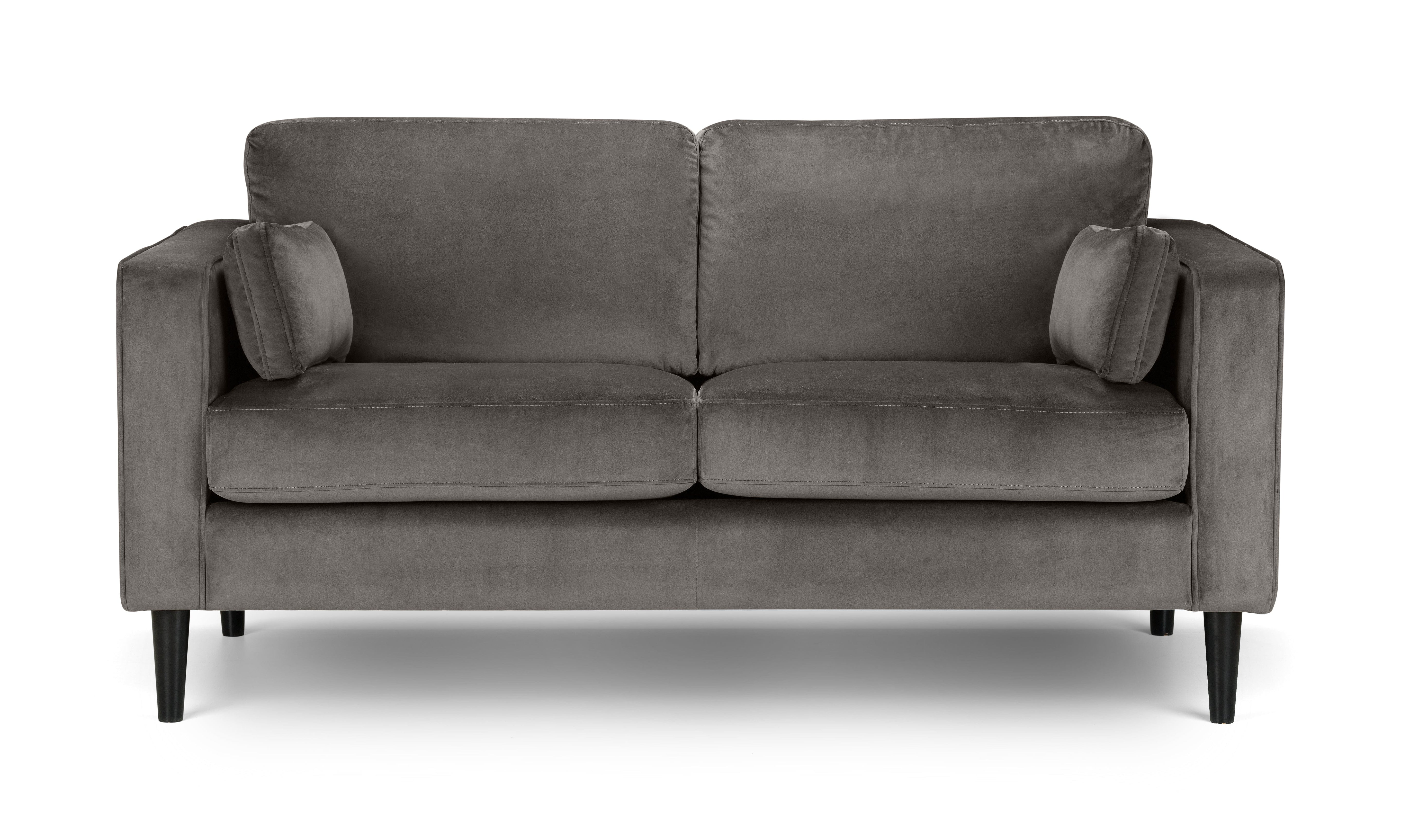 Hayward Velvet Medium 2 Seater Sofa - Grey – Julian Bowen, view 3