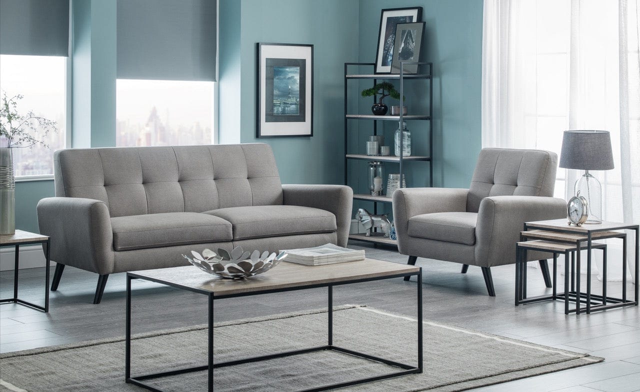 Monza 2 Seater Compact Retro Sofa - Grey – Julian Bowen, view 4