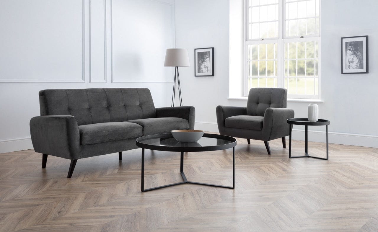 Monza 3 Seater In Dark Grey Velvet – Julian Bowen, view 2