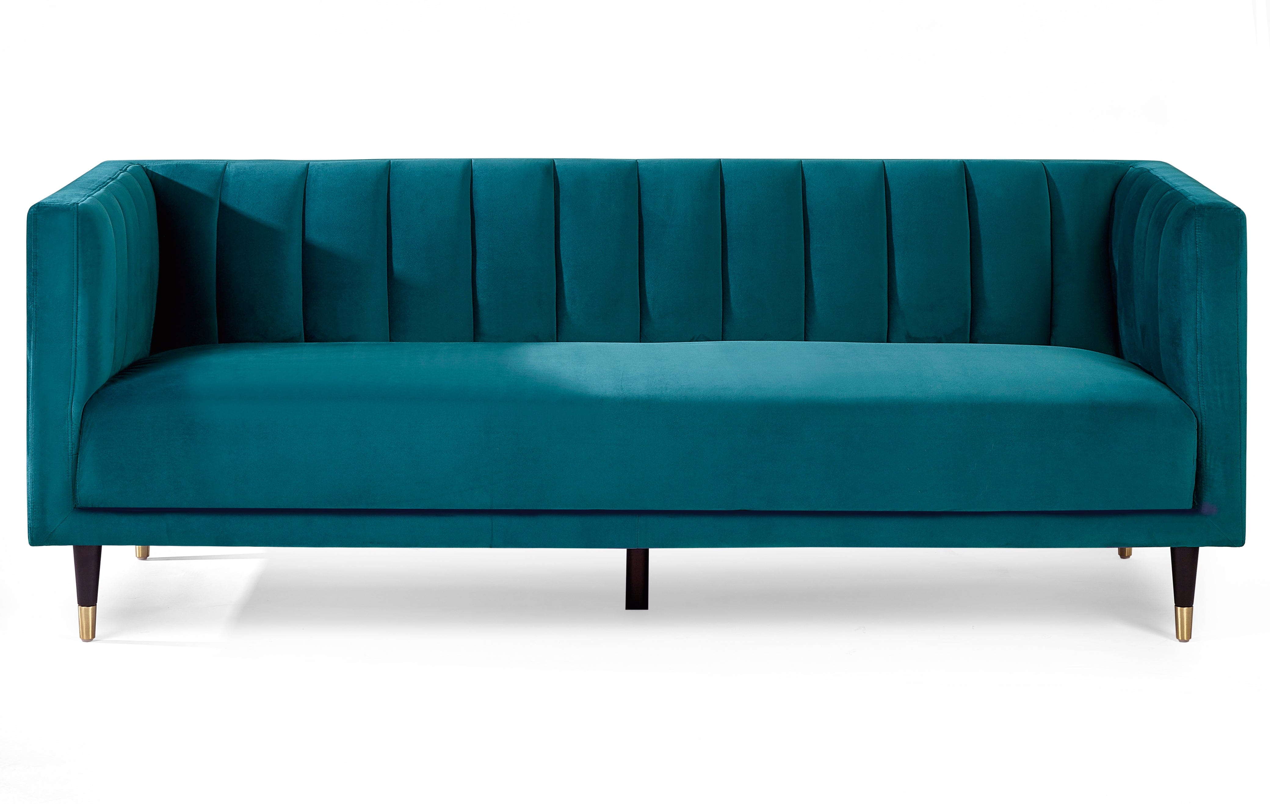 Salma Scalloped Back 3 Seater - Teal – Julian Bowen, view 2