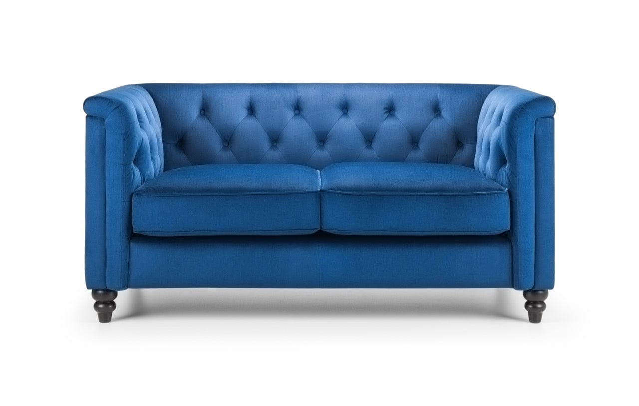 Julian Bowen Sofa Sandringham 2 Seater Sofa - Blue Velvet Bed Kings