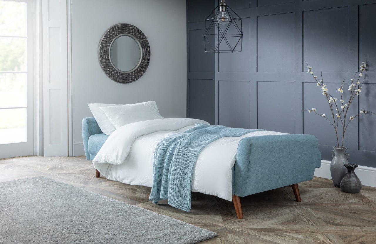 Monza Fabric Sofa Bed - Blue – Julian Bowen, view 2