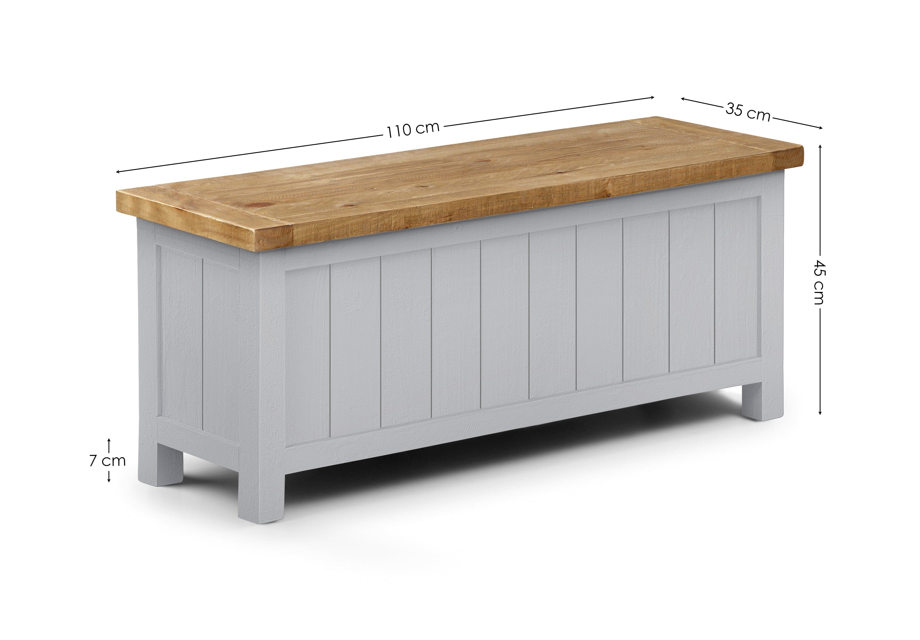 Aspen Storage Bench - Grey Wash – Julian Bowen, view 3