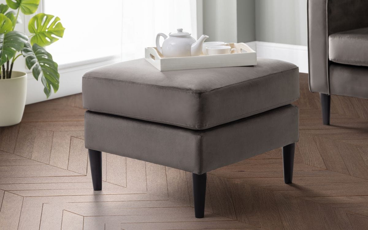 Hayward Ottoman - Grey – Julian Bowen, view 3