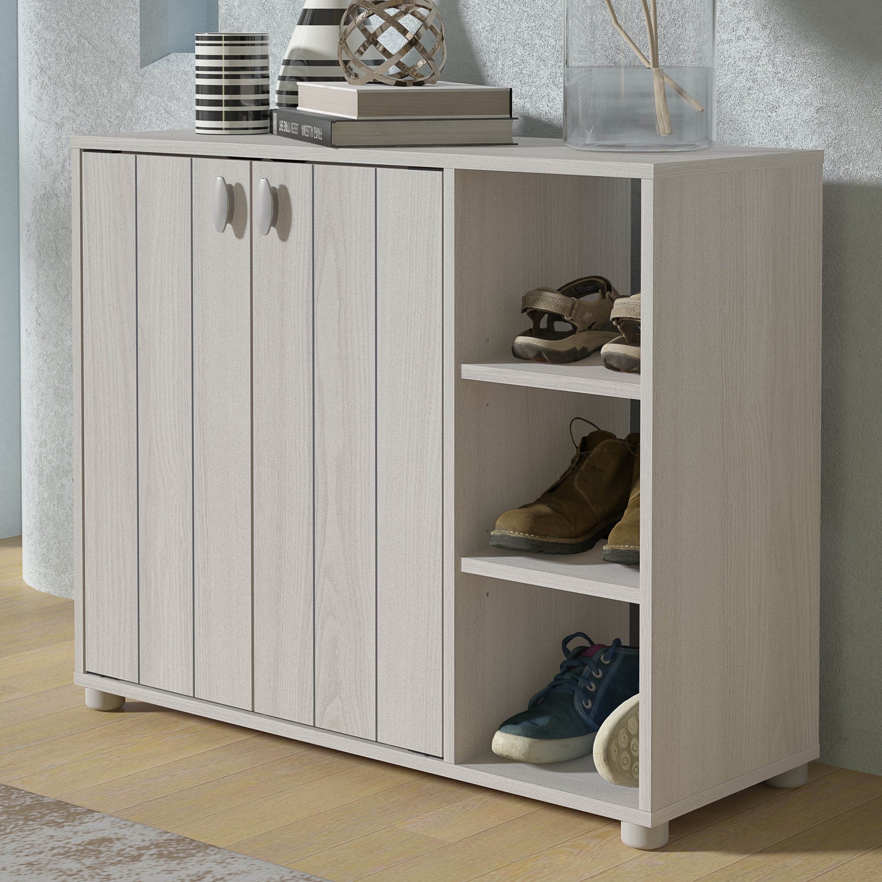 Bideford Shoe Cabinet Warm Grey Oak – GFW, view 3