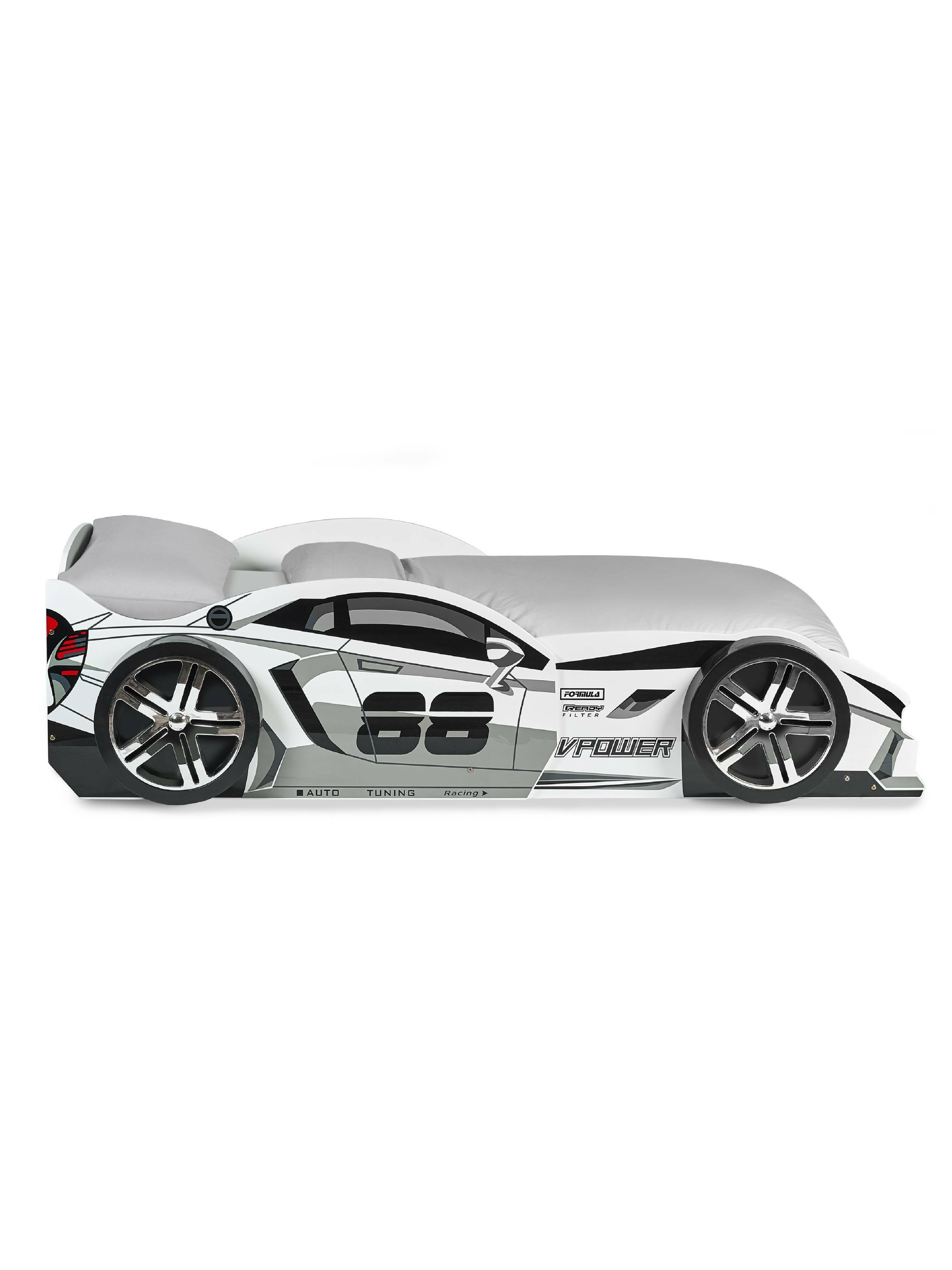 Storm White and Grey High Gloss 90cm Single Race Car Bed – Julian Bowen, view 5