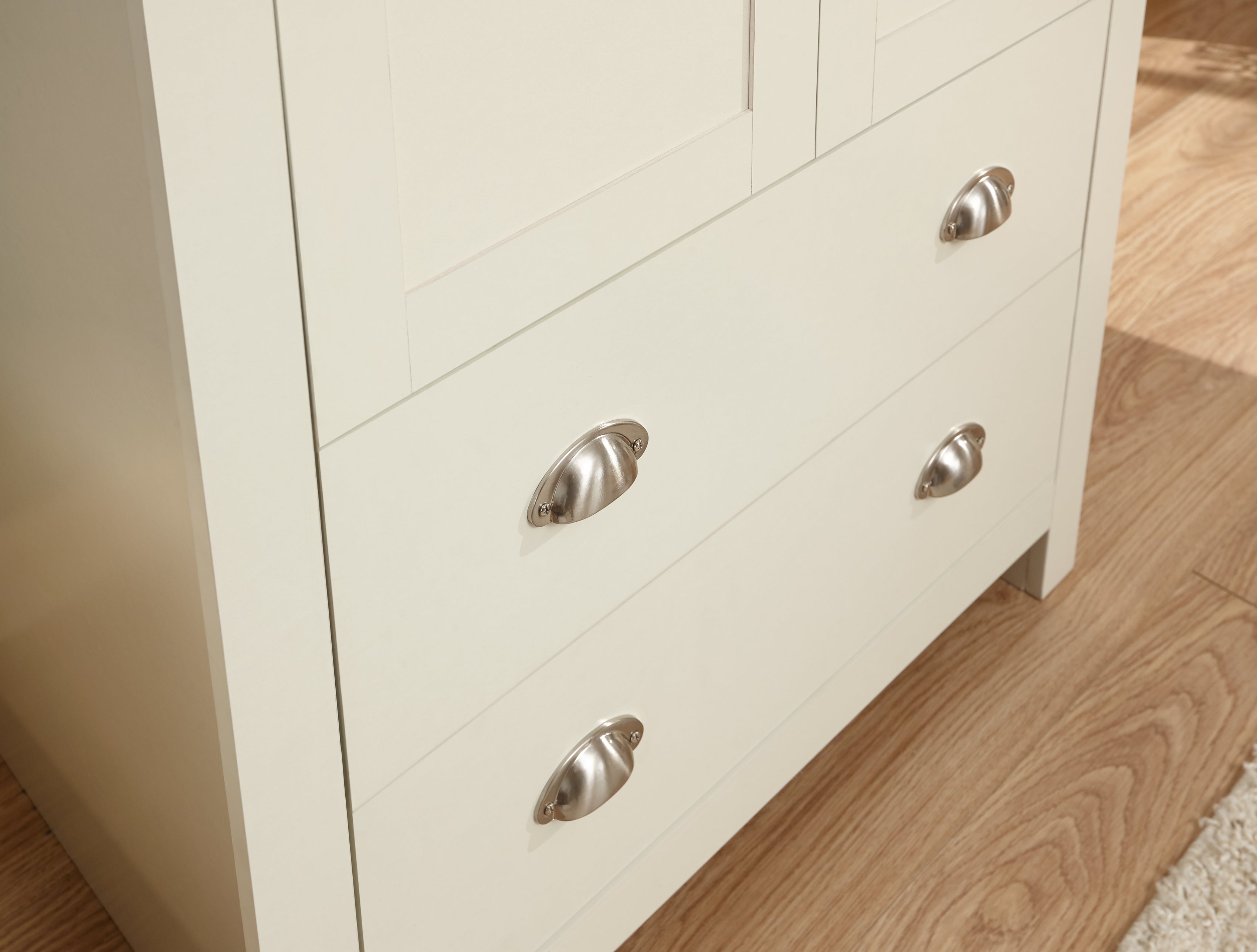 Lancaster 2 Door 2 Drawer Wardrobe Cream – GFW, view 5