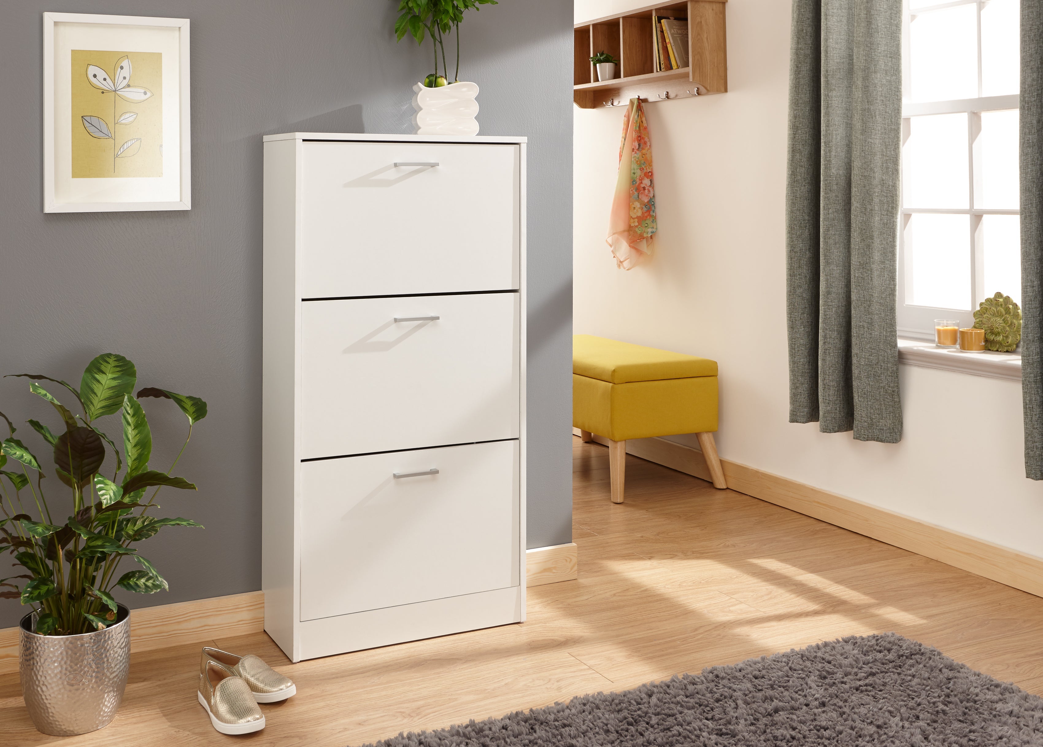 Stirling Three Tier Shoe Cabinet – White