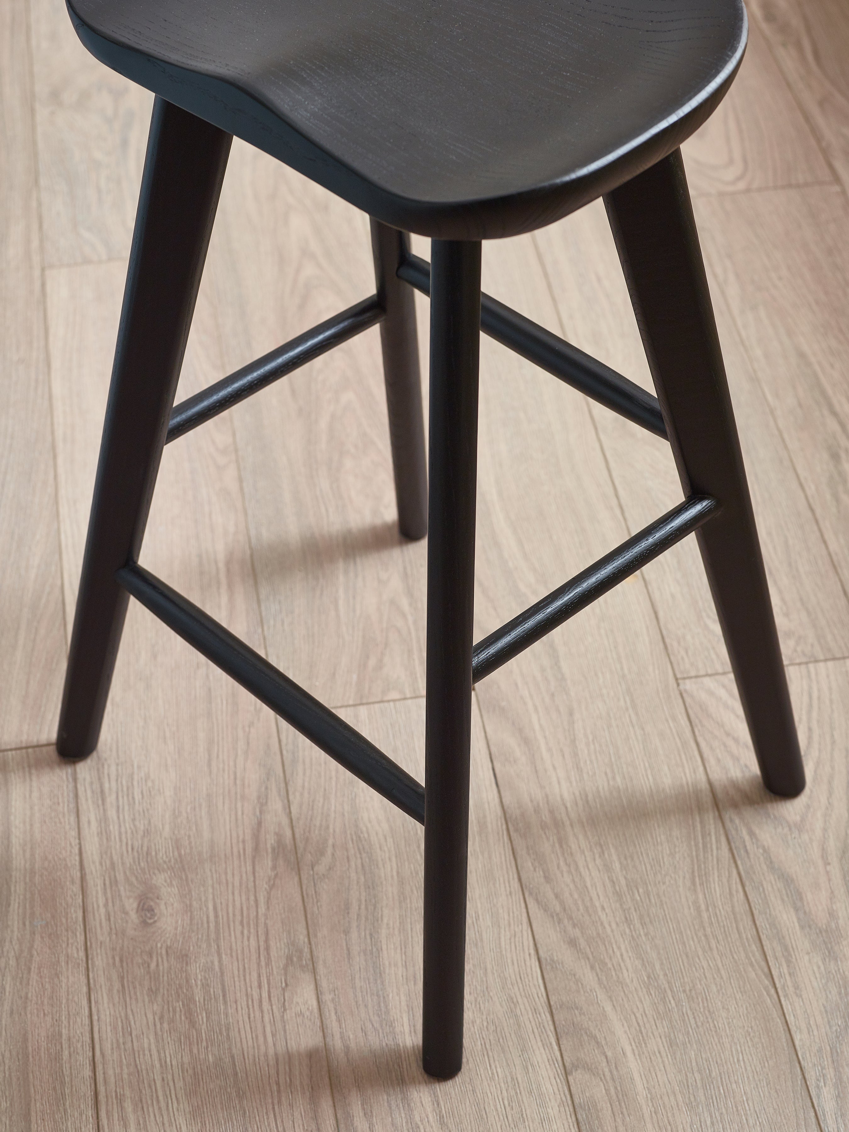 Mulu Black Solid Oak Bar Stool – Julian Bowen, view 4