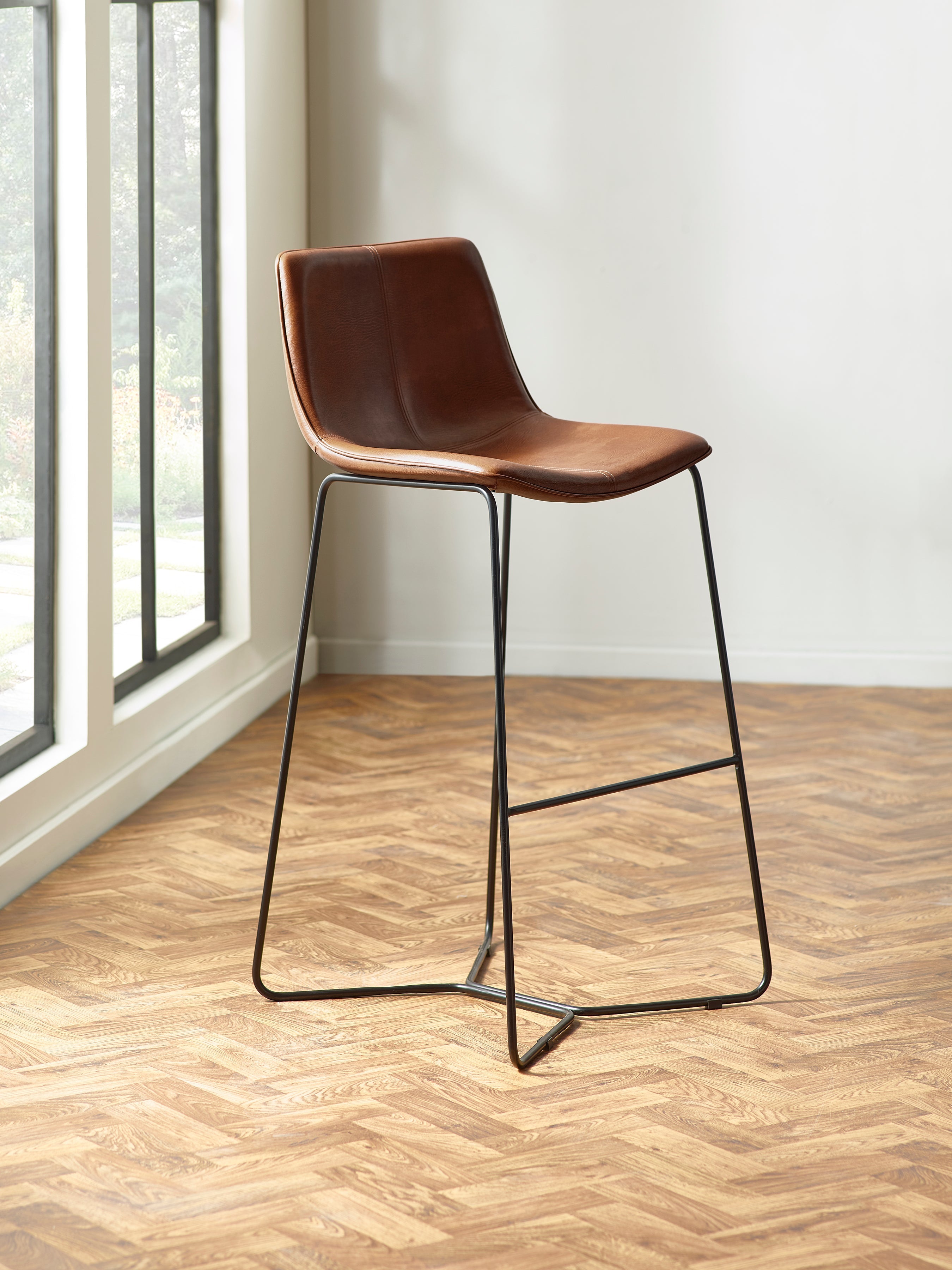 Joren Tan Brown PU Leather Bar Stools (Set of 2) – Julian Bowen, view 10