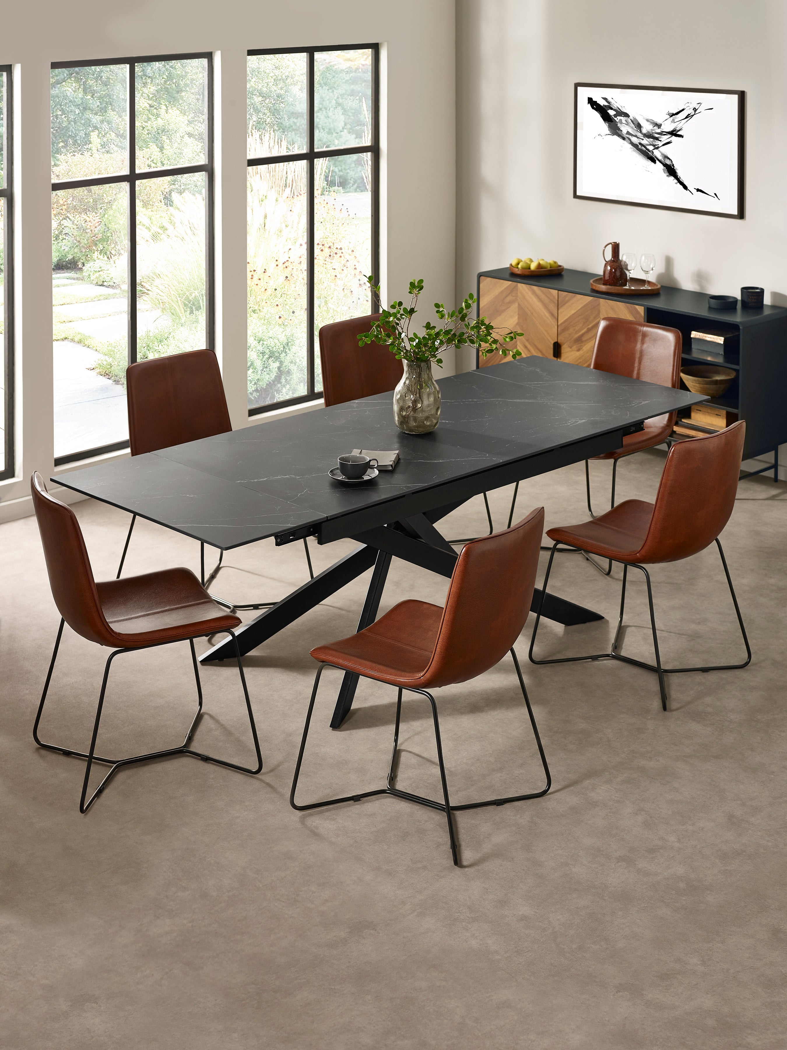 Joren Tan Brown PU Leather Dining Chairs (Set of 2) – Julian Bowen, view 2