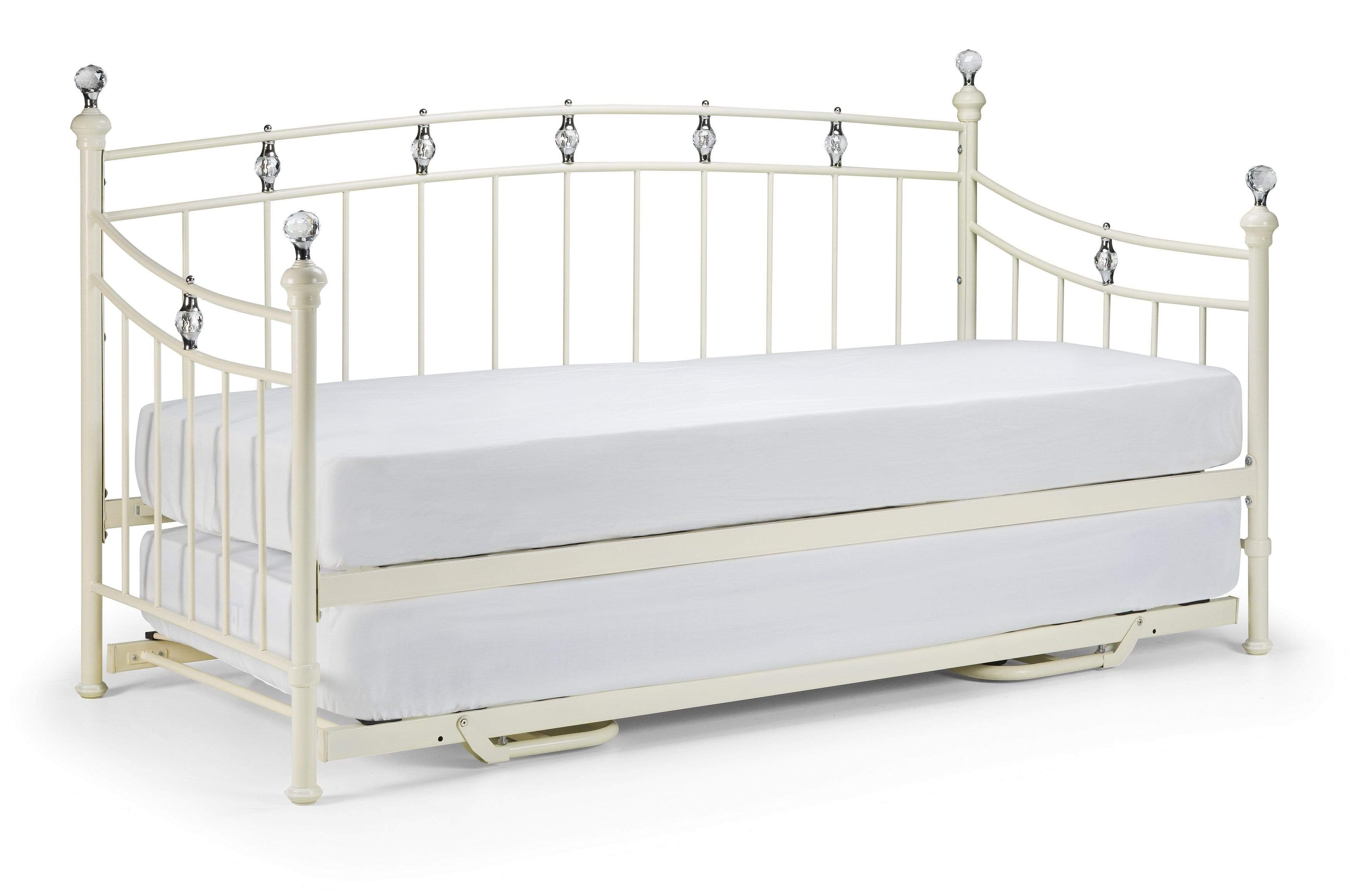 Julian Bowen Trundle Single 90cm 3ft Sophie Underbed Trundle - Daybed - Stone White Satin Bed Kings