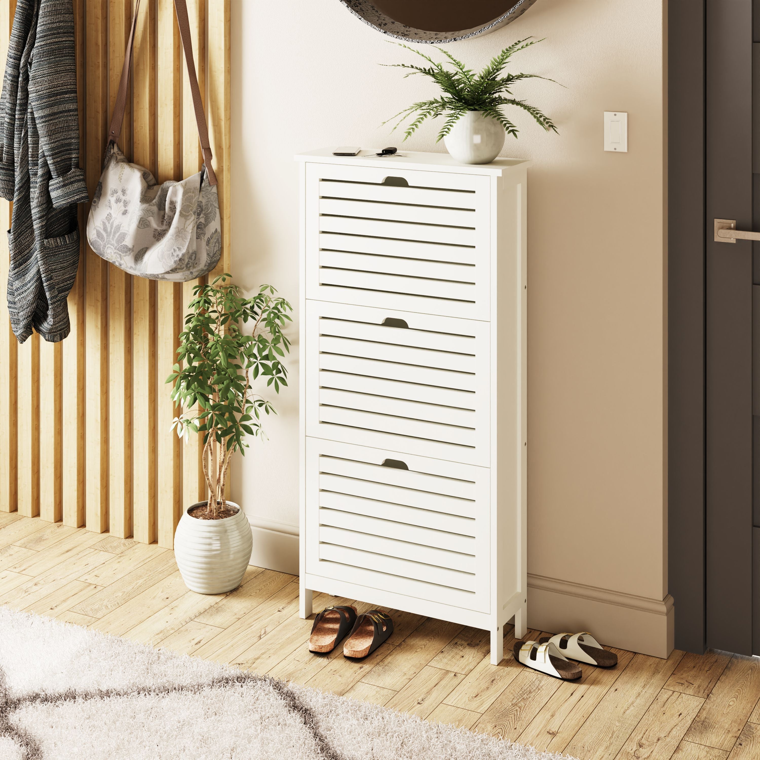 Bergen Three Tier Shoe Cabinet – White