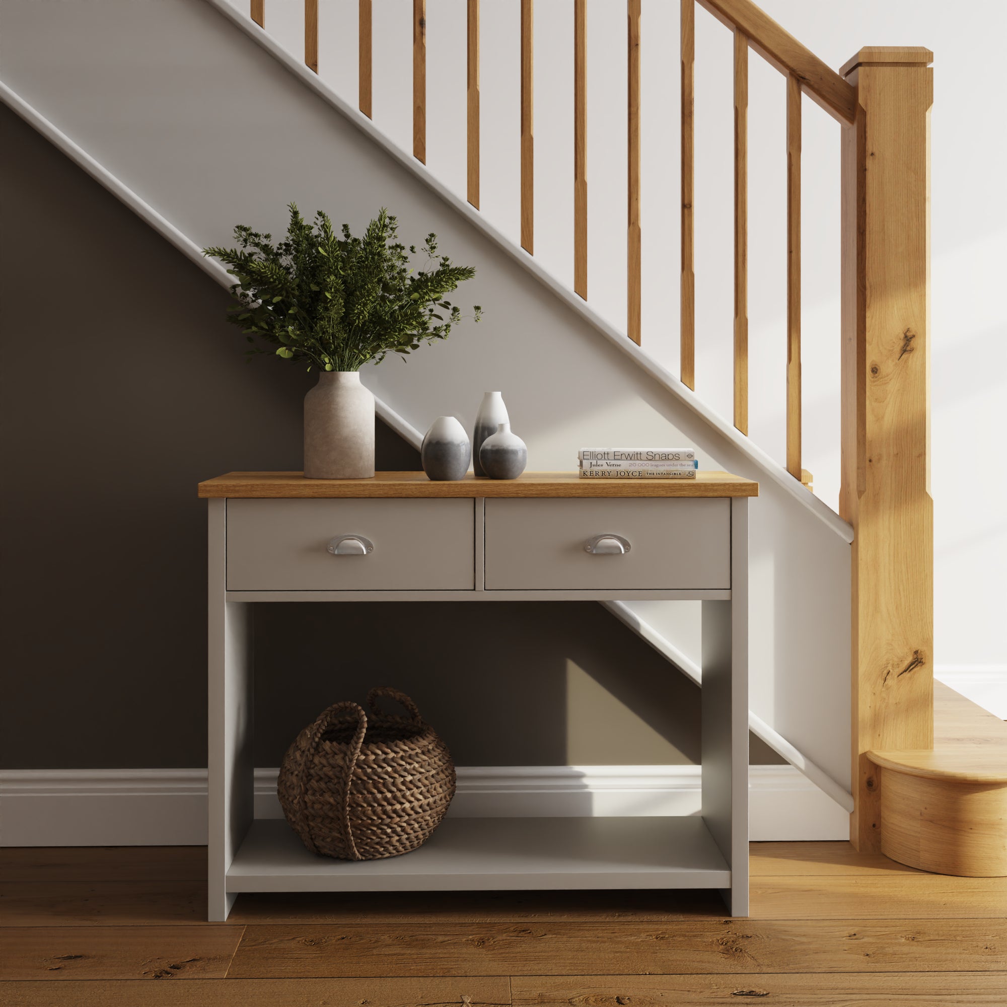 Lancaster Console Hall Table – Grey & Oak