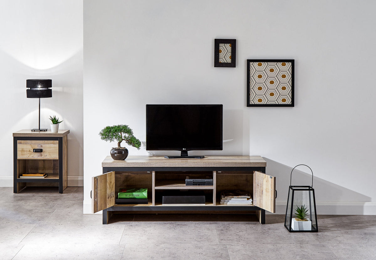 GFW TV Unit Discontinued - Boston 2 Door TV Unit Oak
