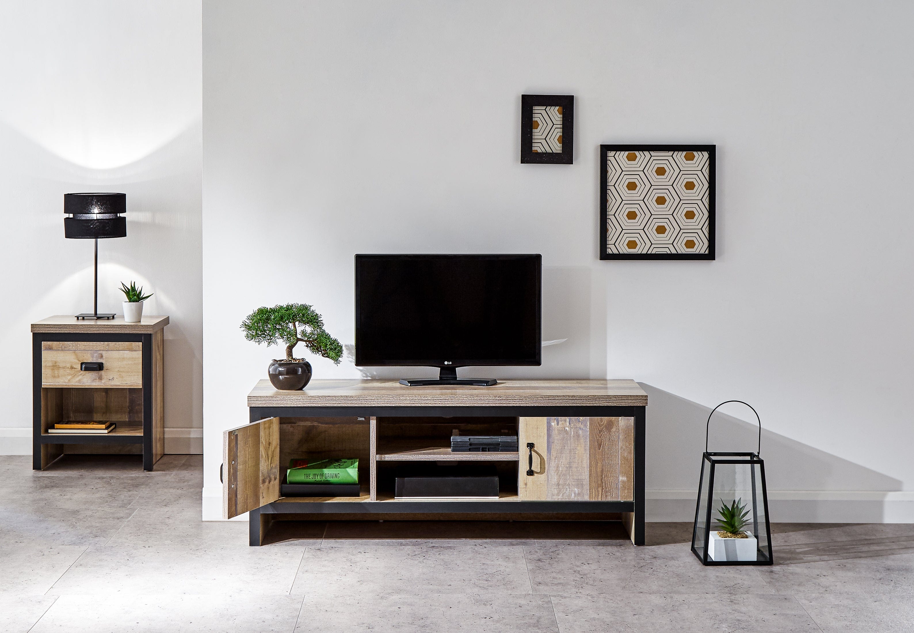 GFW TV Unit Discontinued - Boston 2 Door TV Unit Oak Bed Kings