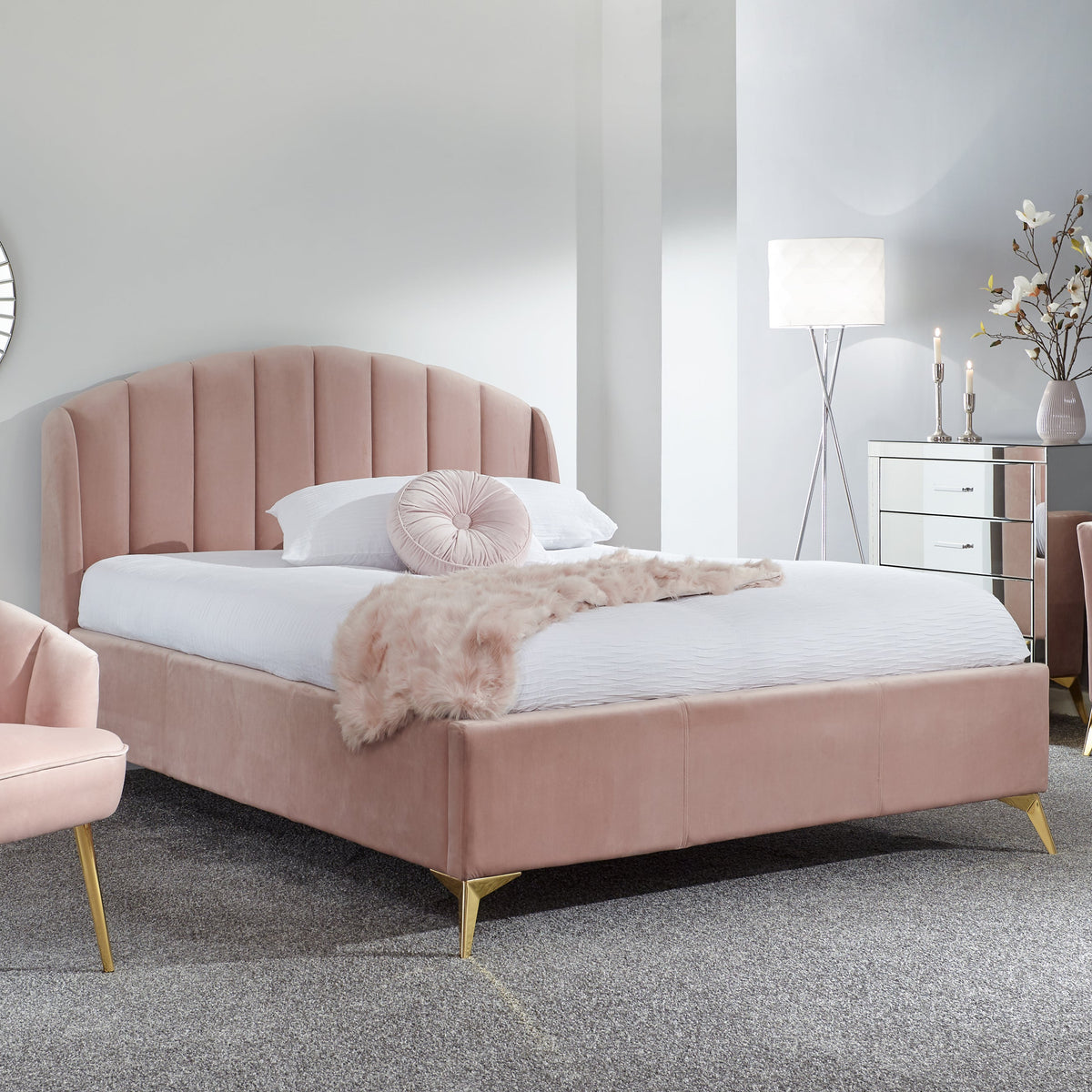 Pettine End Lift Ottoman Bed in blush pink, photo 2