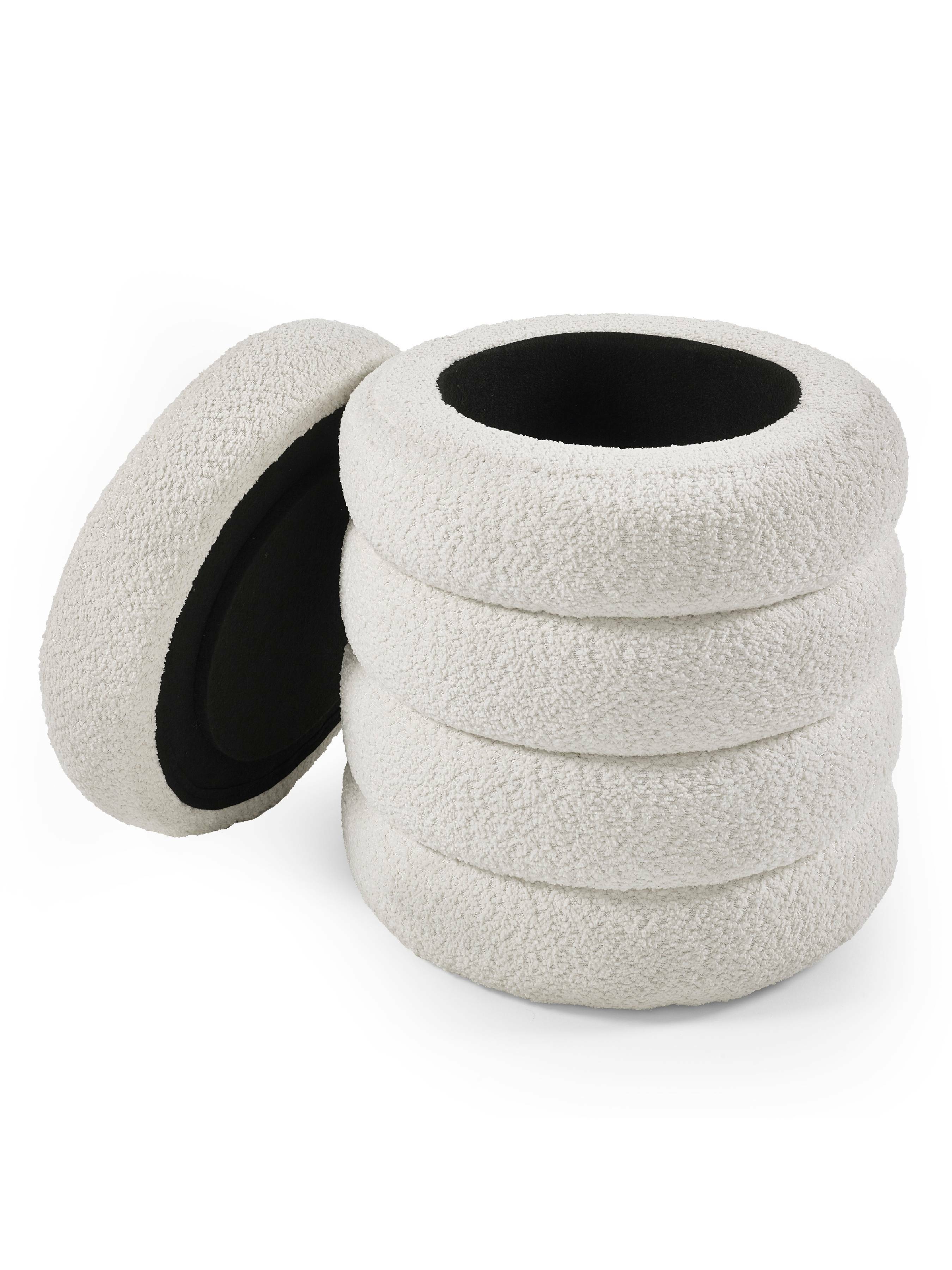 Hailey Ivory Boucle Upholstered 40cm Storage Stool – Julian Bowen, view 5