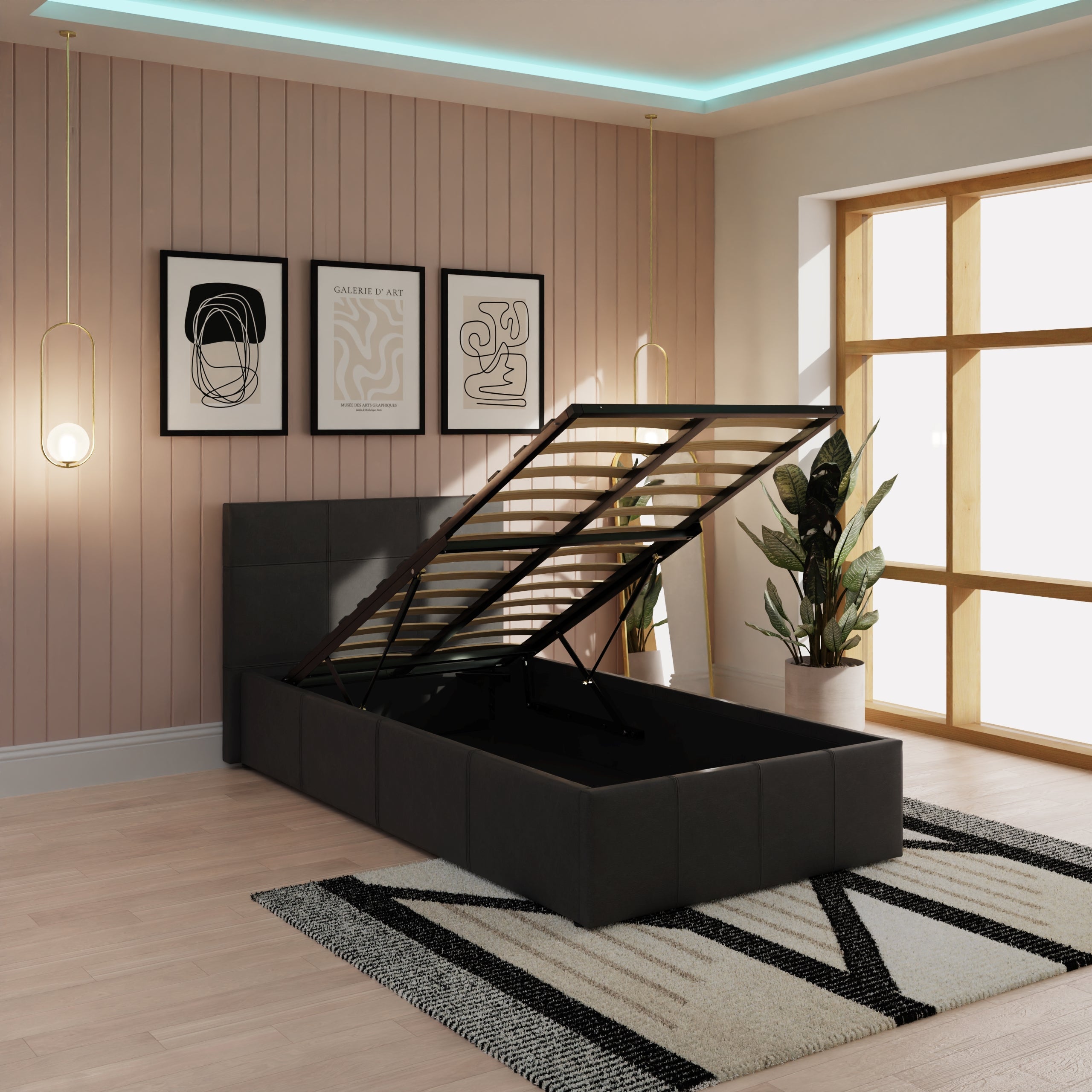 End Lift Ottoman Bed Black – GFW, view 11