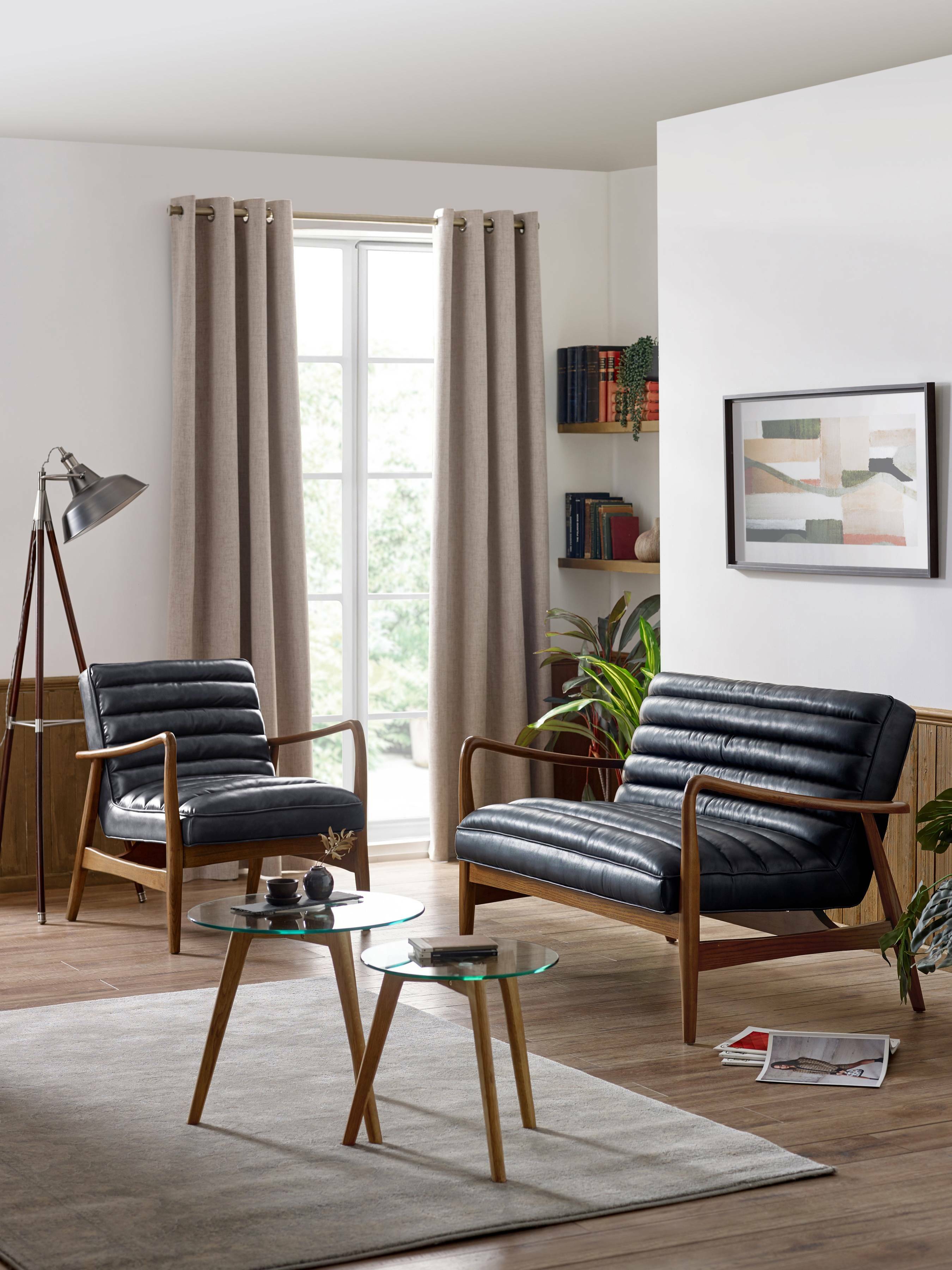 Marshall 2 Seater Sofa - Black Faux Leather – Julian Bowen, view 12