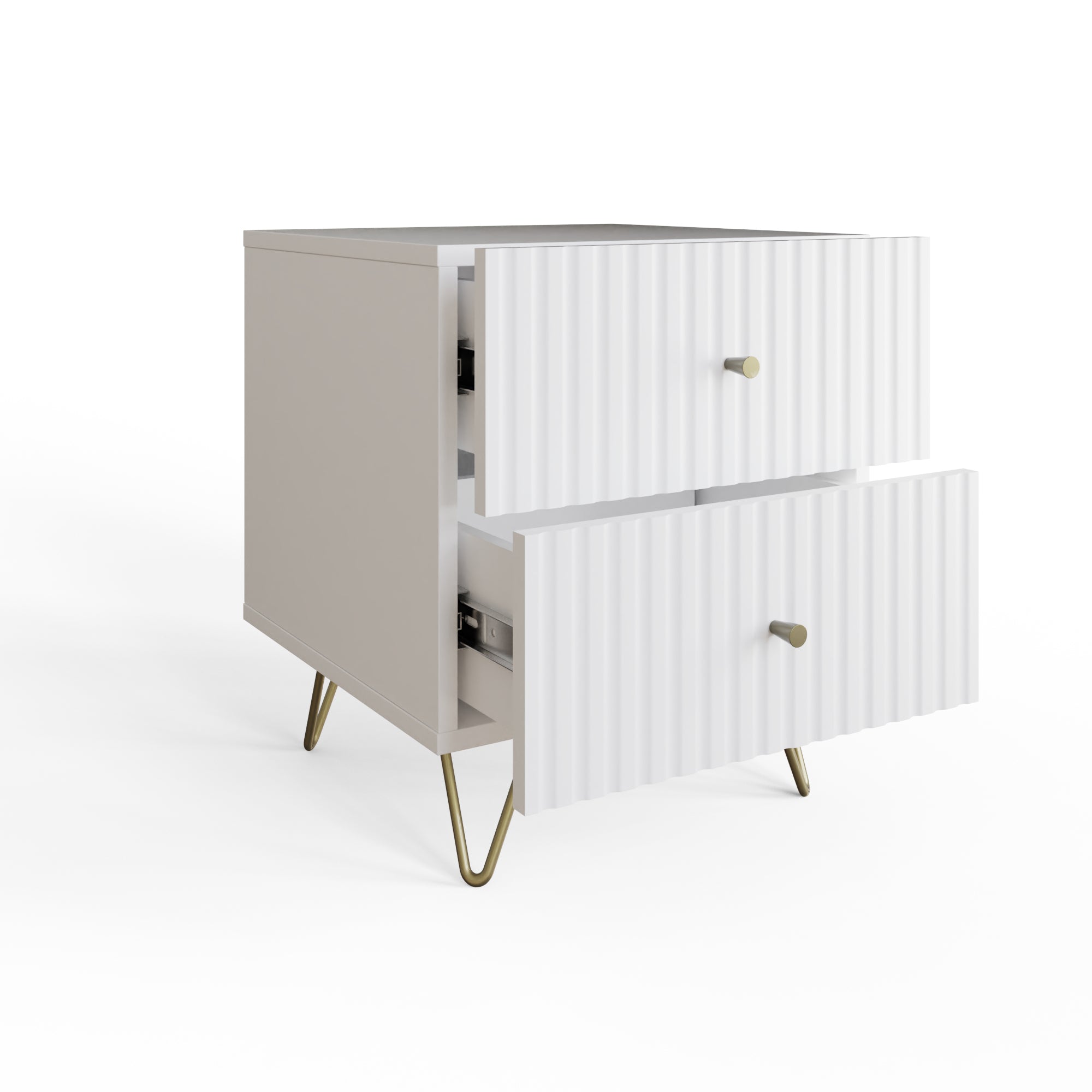 Thalia 2 Drawer Bedside Table – White