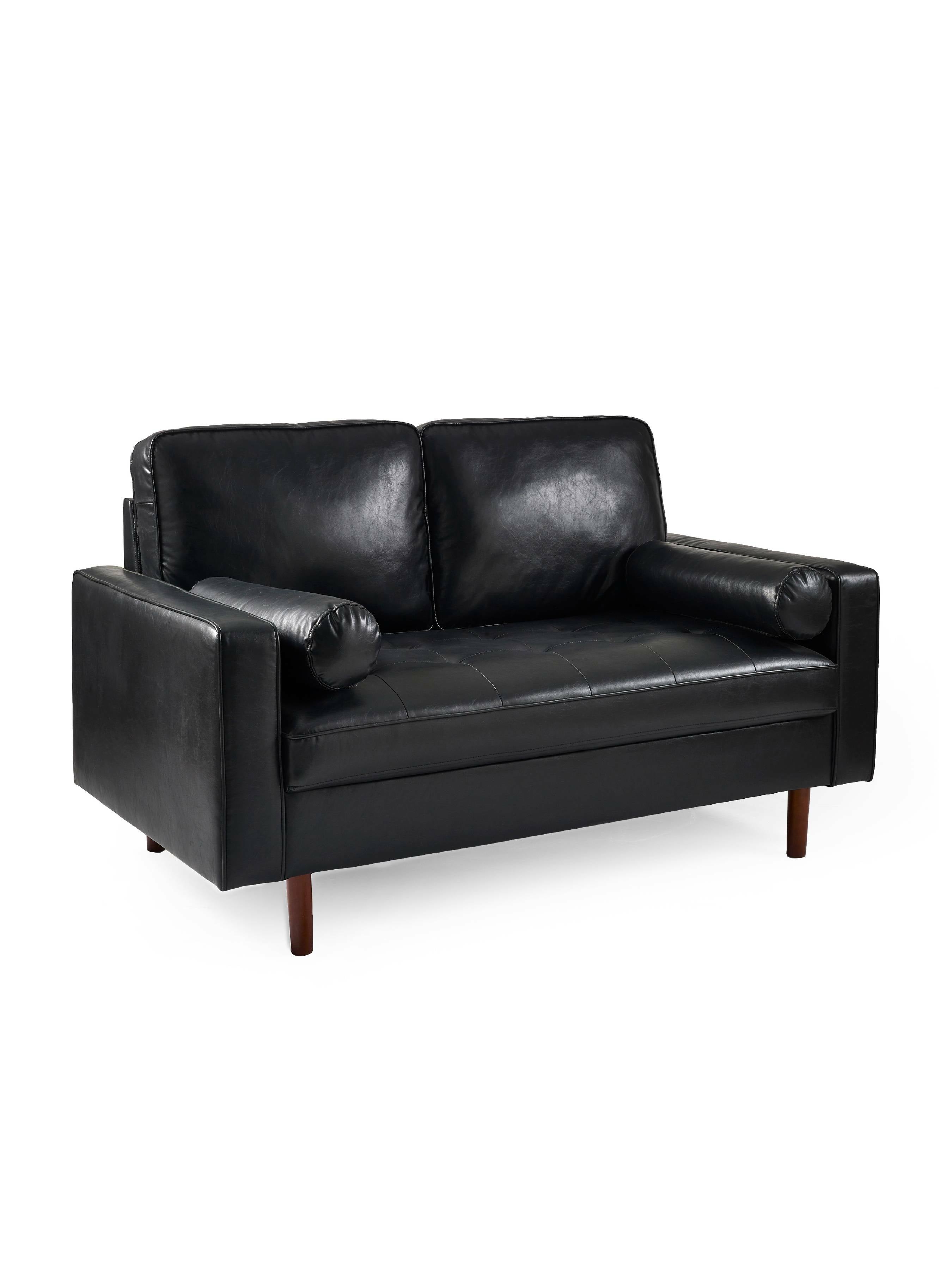 Henley Black Faux Leather 2 Seater Sofa – Julian Bowen