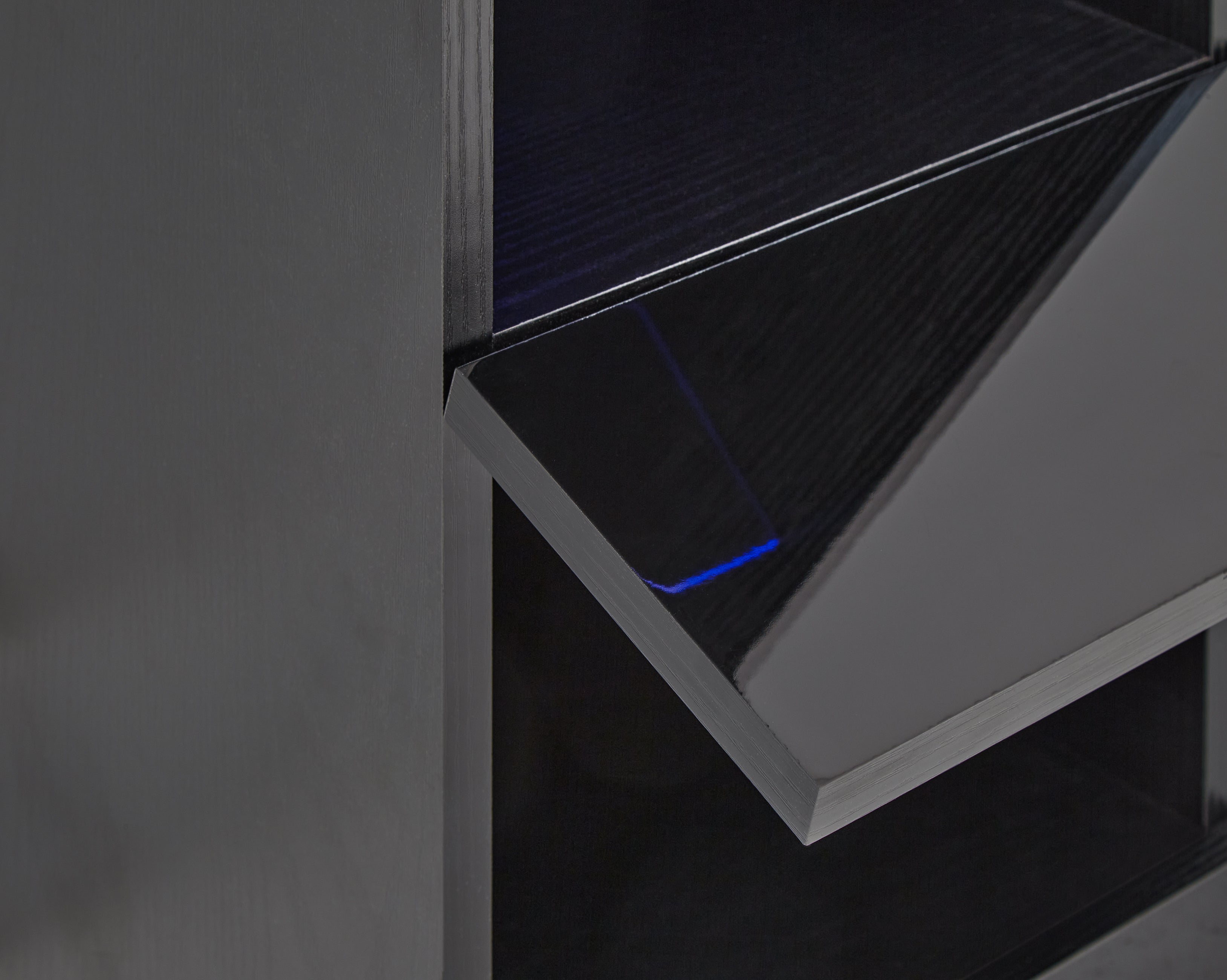 Galicia Tall Shelf Unit With Led Black – GFW, view 16
