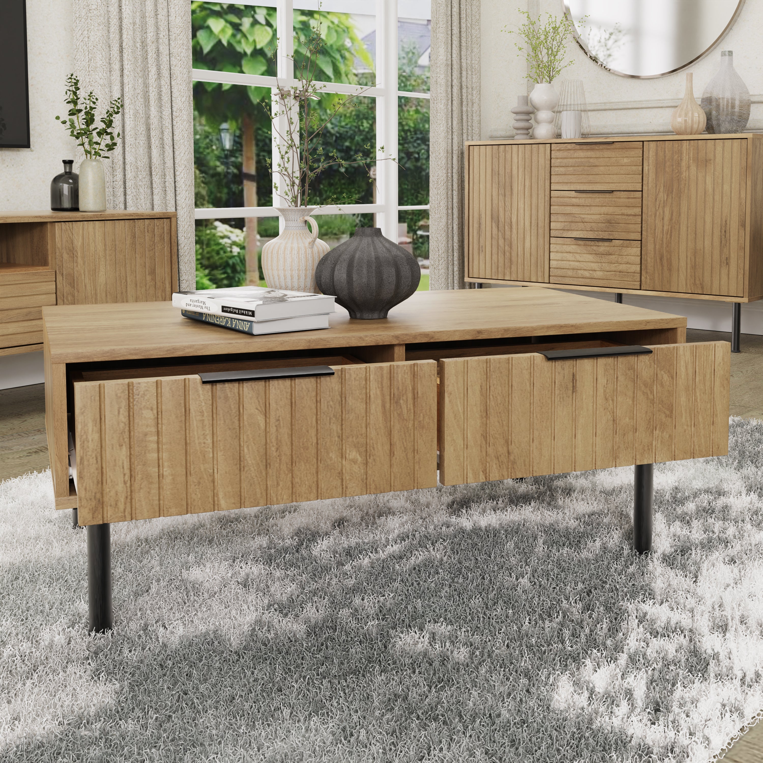 Nervata Coffee Table Oak – GFW, view 3
