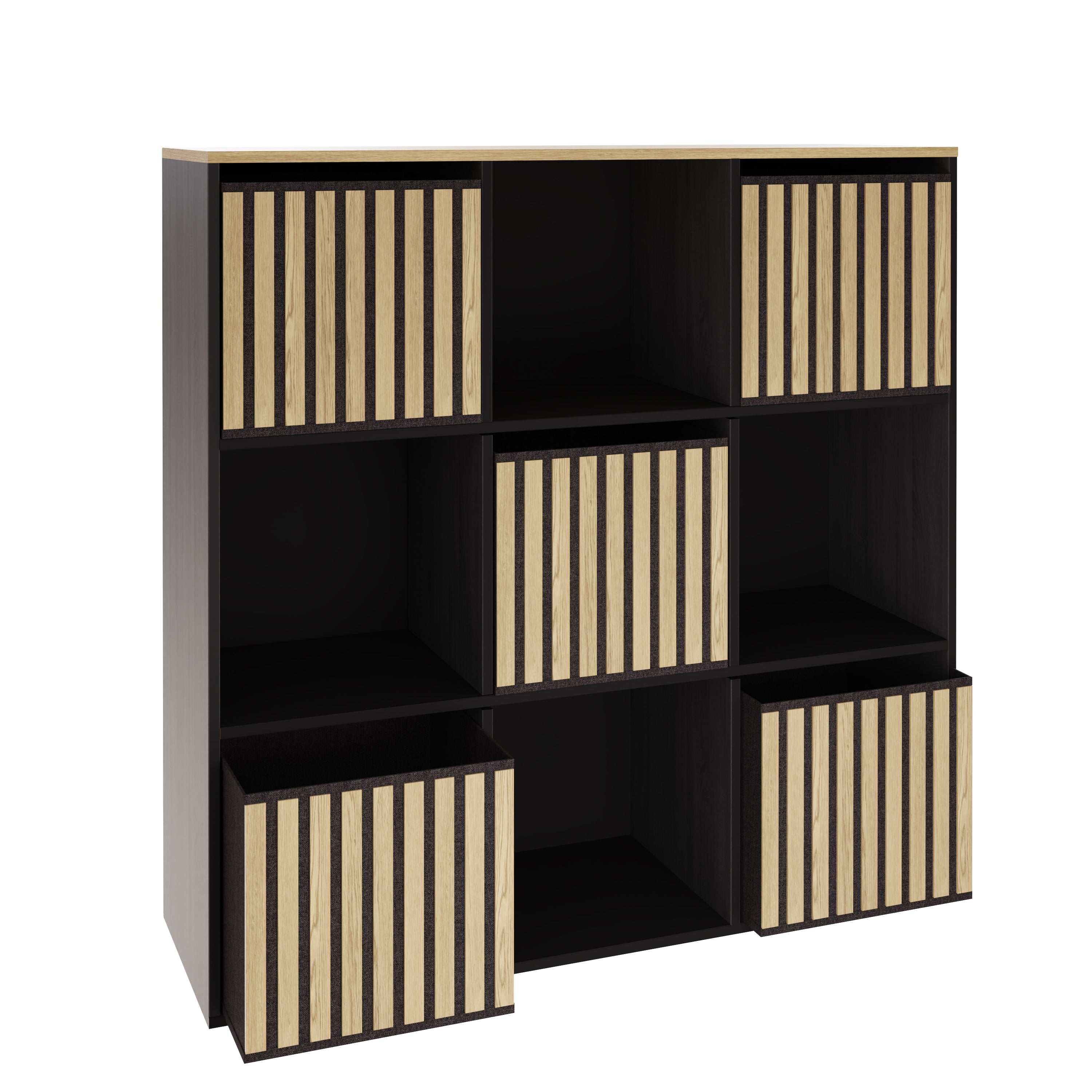 Kube 3X3 Storage Kube Black/Medium Oak – GFW, view 4