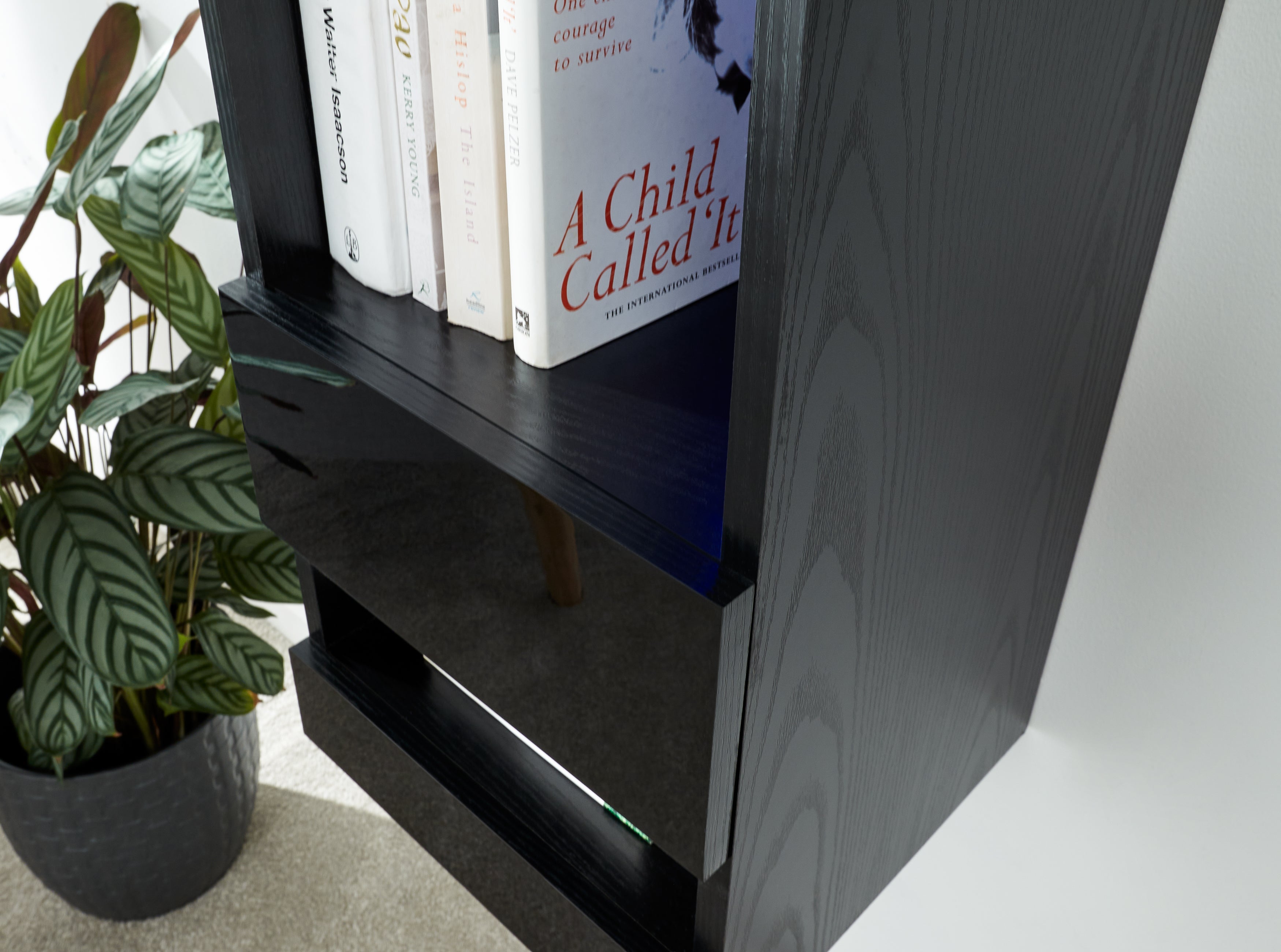 Galicia Tall Shelf Unit With Led Black – GFW, view 6