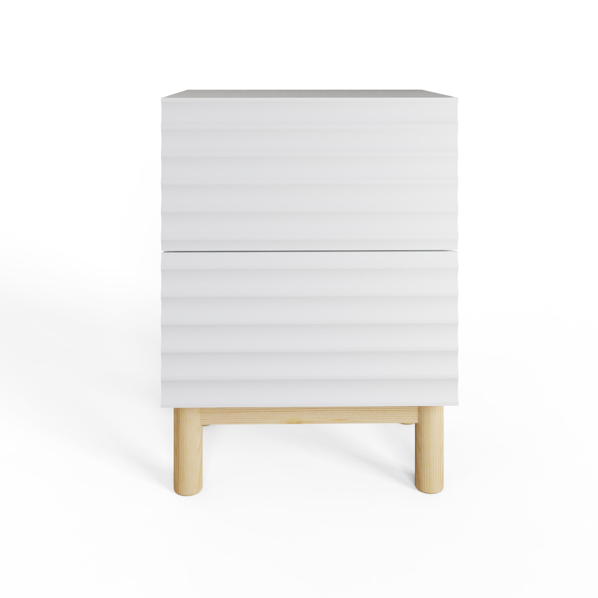 Karla Ribbed 2 Drawer Bedside – White
