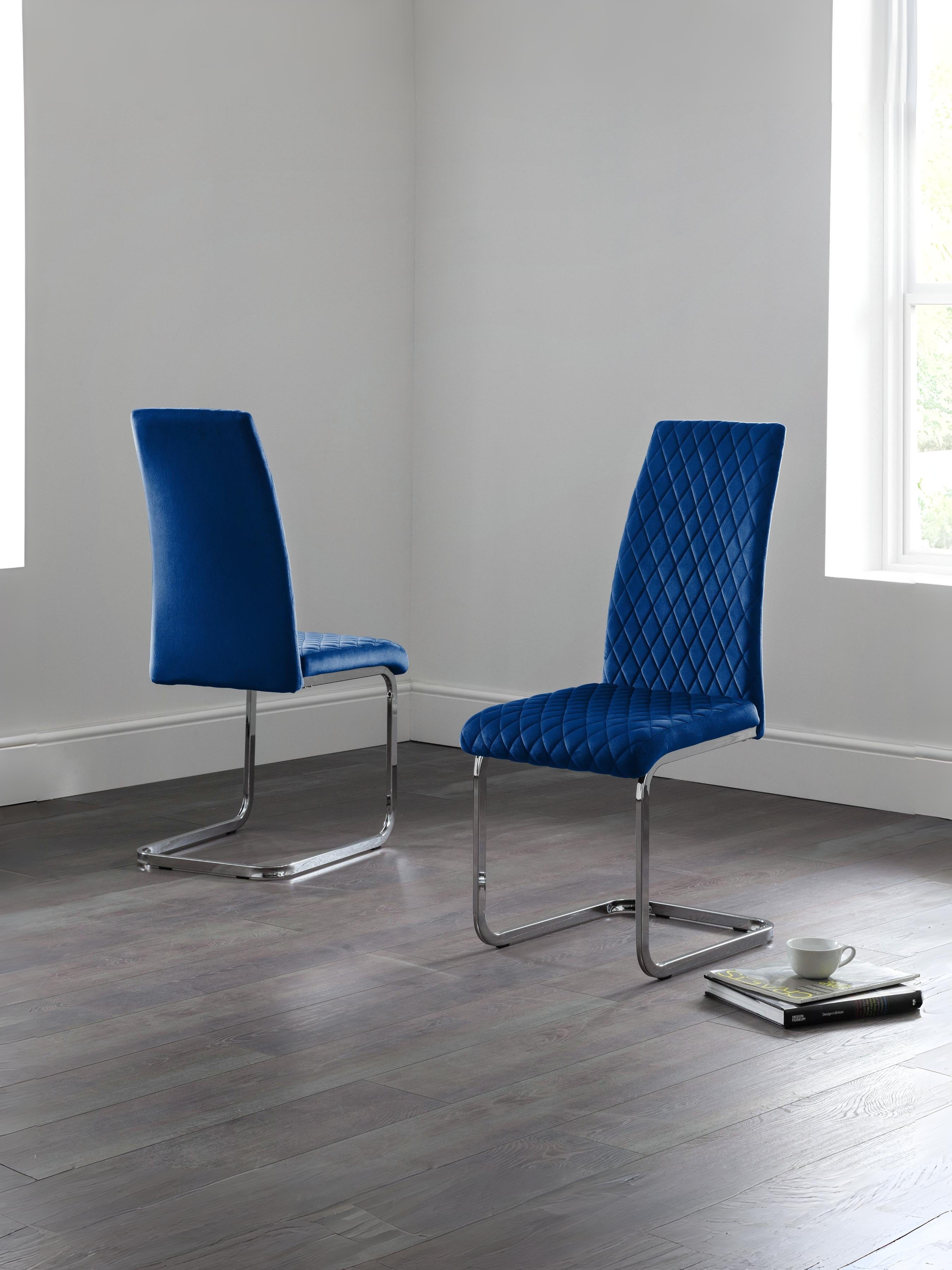 Calabria Velvet Cantilever Chairs - Blue (Set Of 4) – Julian Bowen, view 5