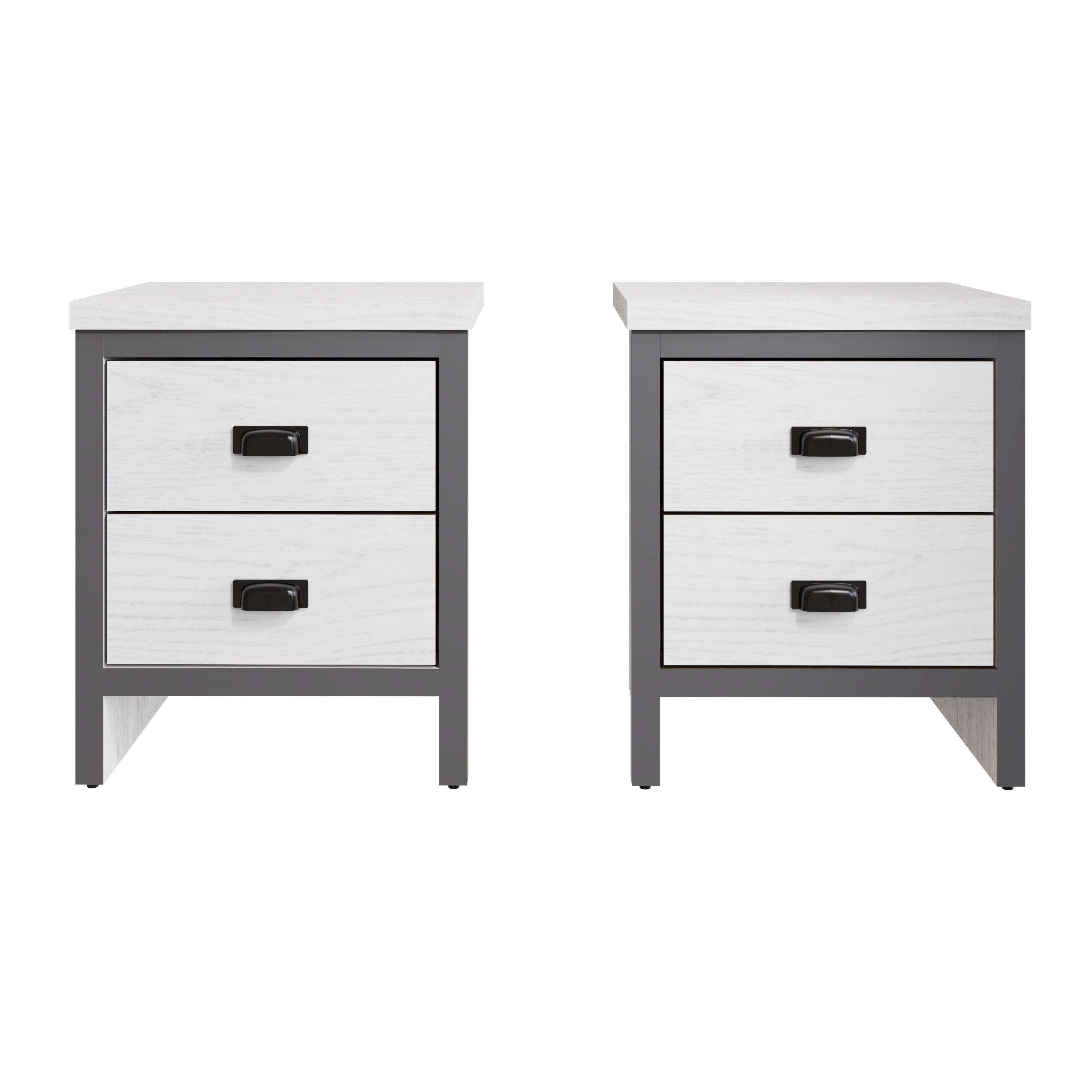 Boston 2 Drawer Bedside Table Pair White – GFW, view 4