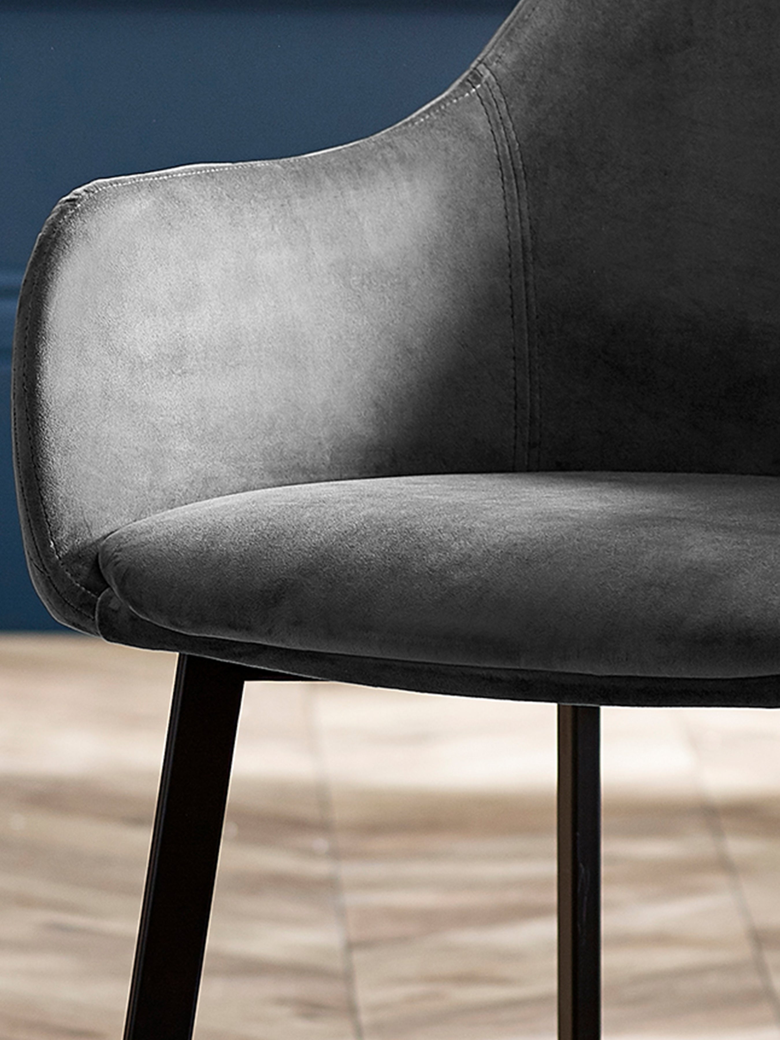 Lima Grey Velvet Dining Chairs (Set of 2) – Julian Bowen, view 7