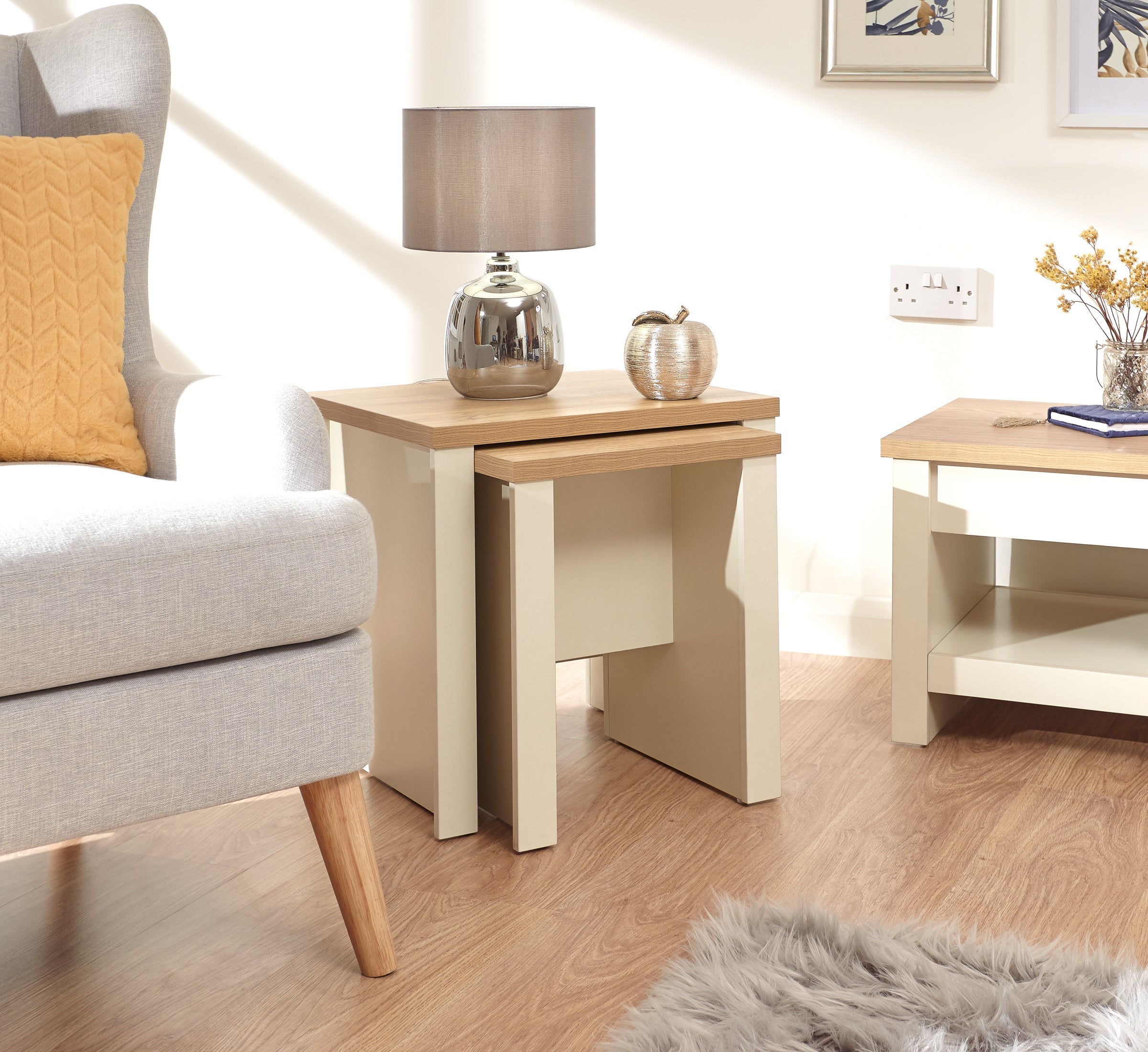 Lancaster Nesting Tables Cream – GFW, view 3