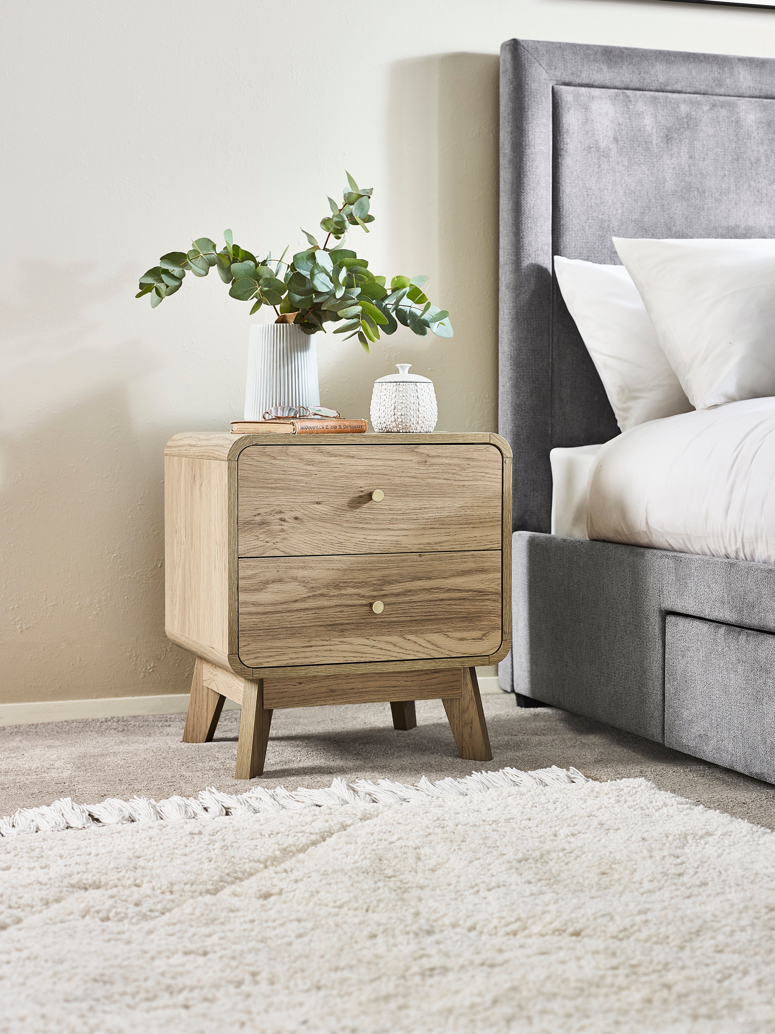 Ingrid 2 Drawer Bedside Oak – Julian Bowen, view 2