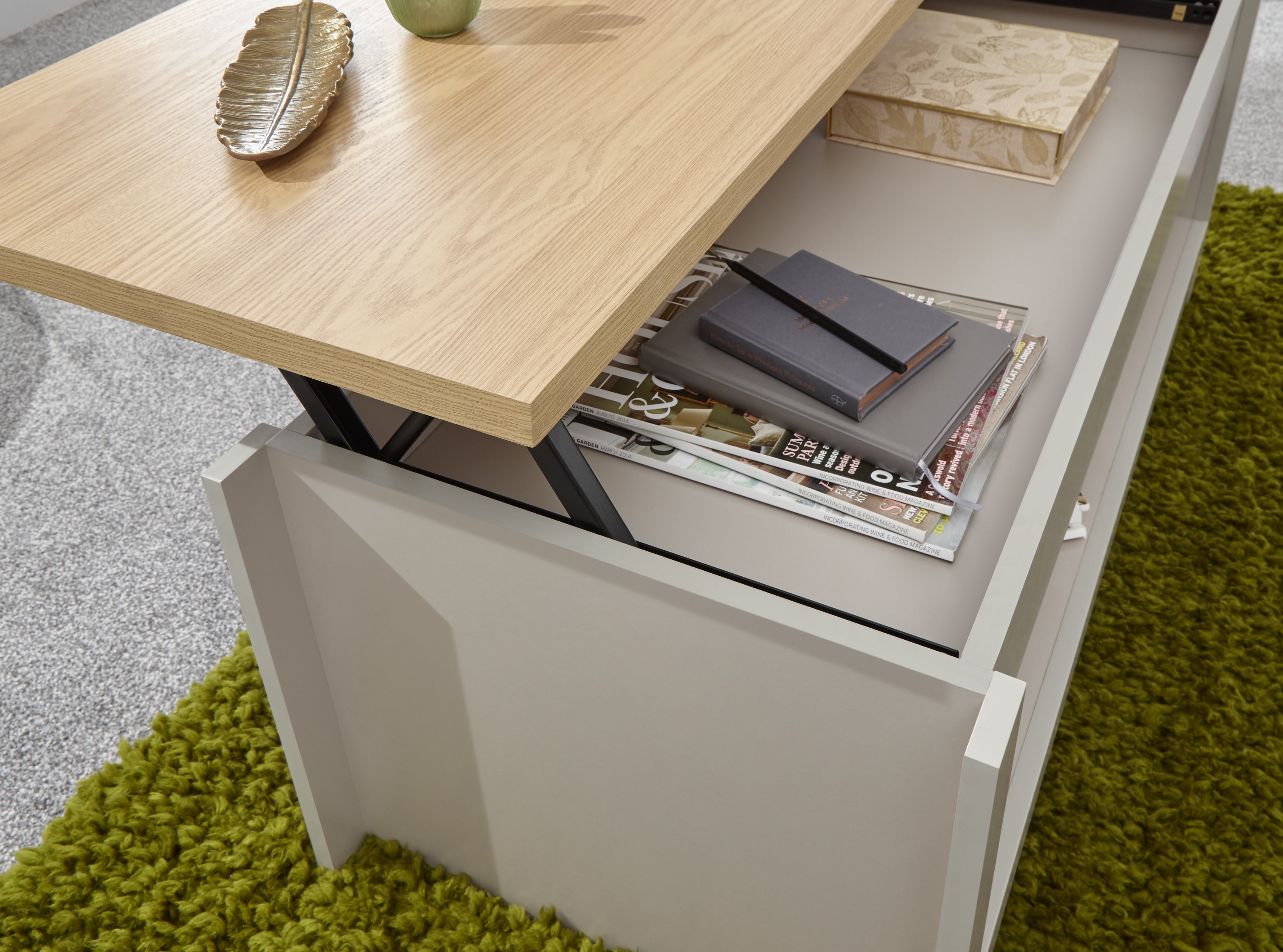 Lancaster Lift Up Coffee Table Grey – GFW, view 8