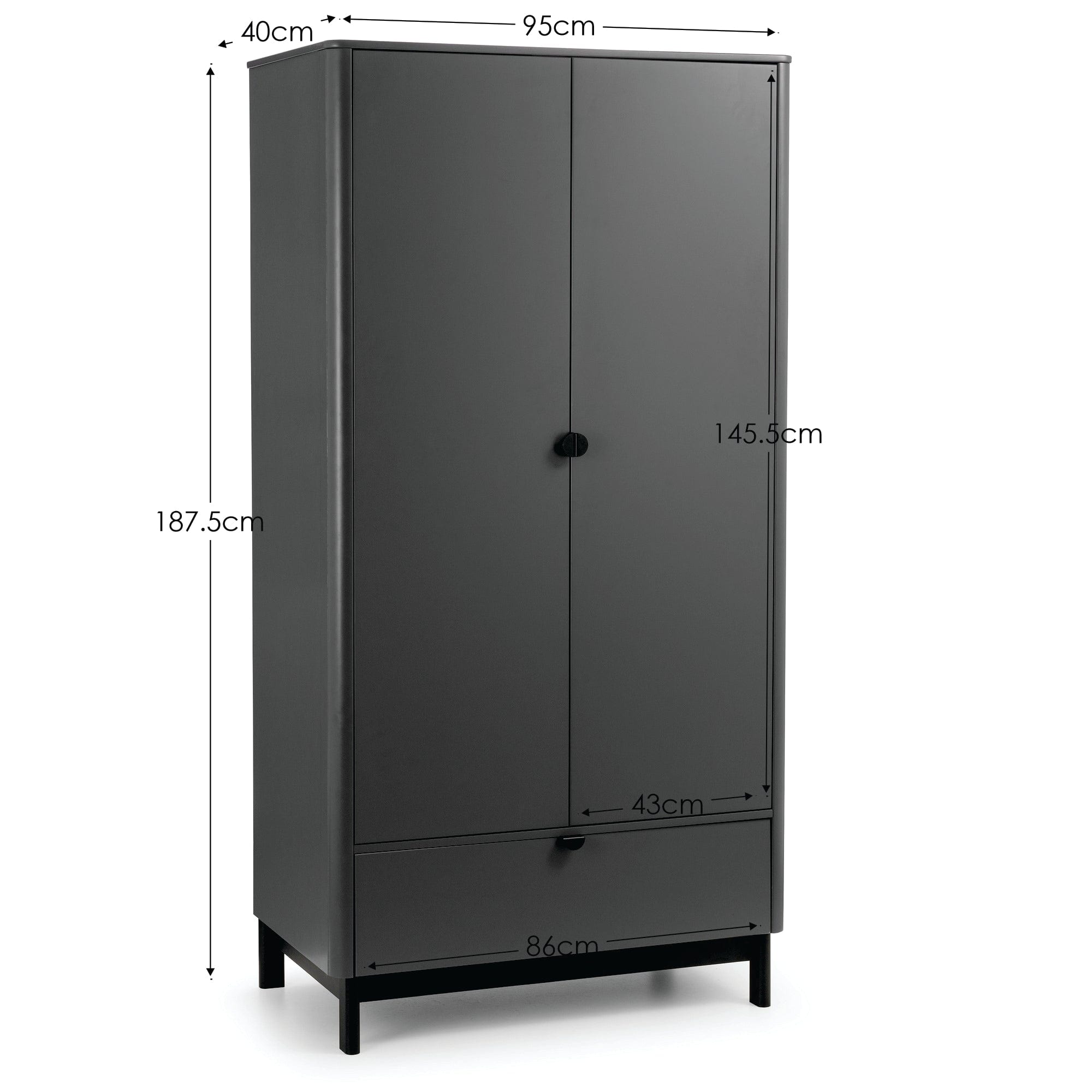 Chloe 2 Door 1 Drawer Wardrobe – Julian Bowen, view 4