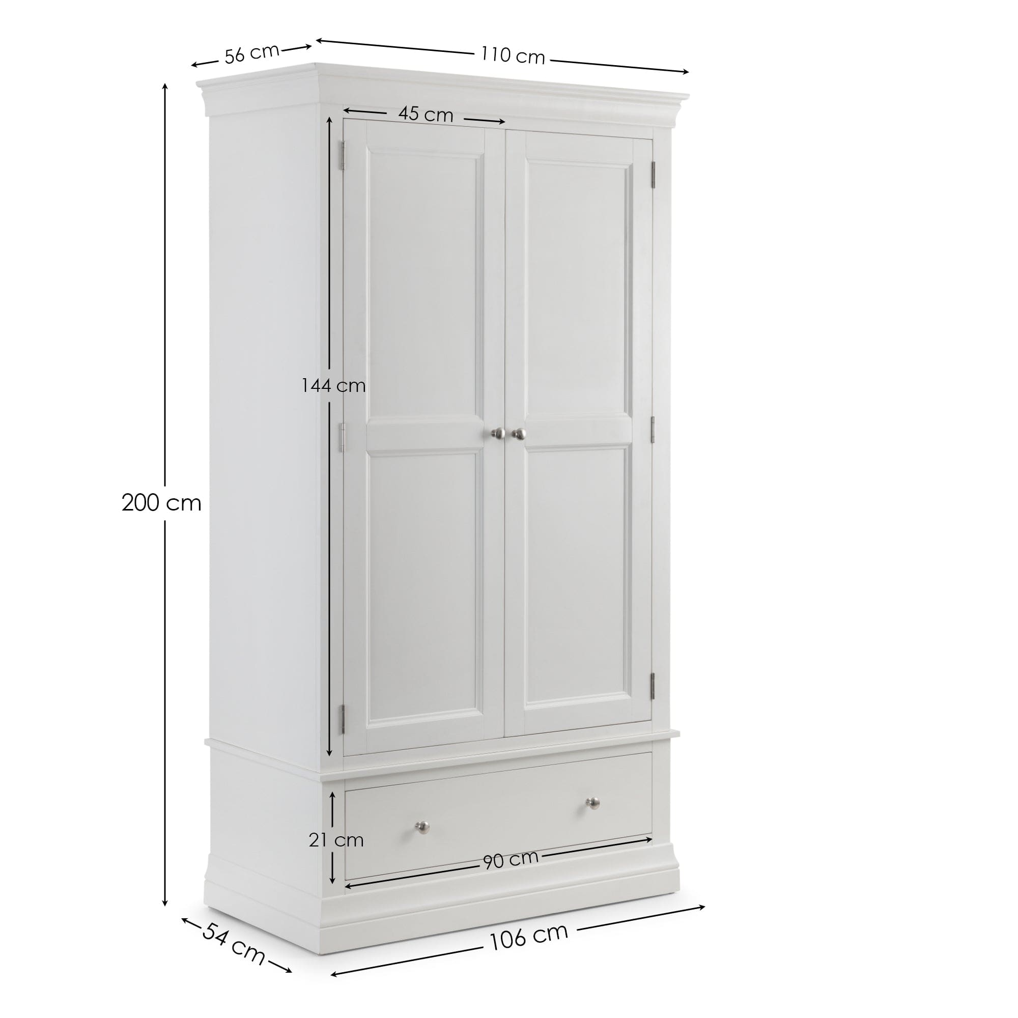 Clermont 2 Door 1 Drawer Wardrobe – Julian Bowen, view 2